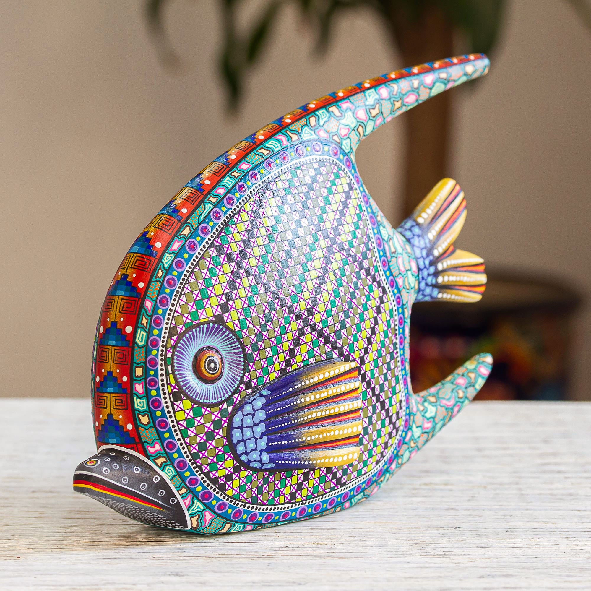 Zapotec Fish - a 12-inch Hand Carved and Painted Alebrije Fish Sculpture