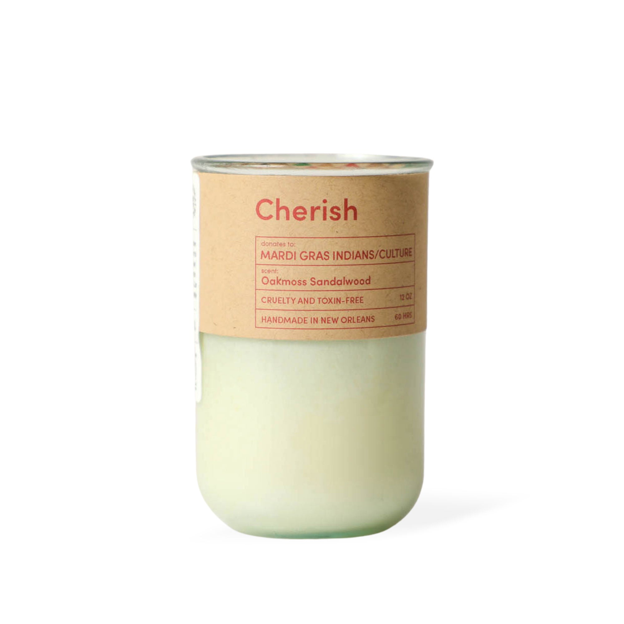 Cherish Candle - light, refreshing Oak Moss Sandalwood Scent