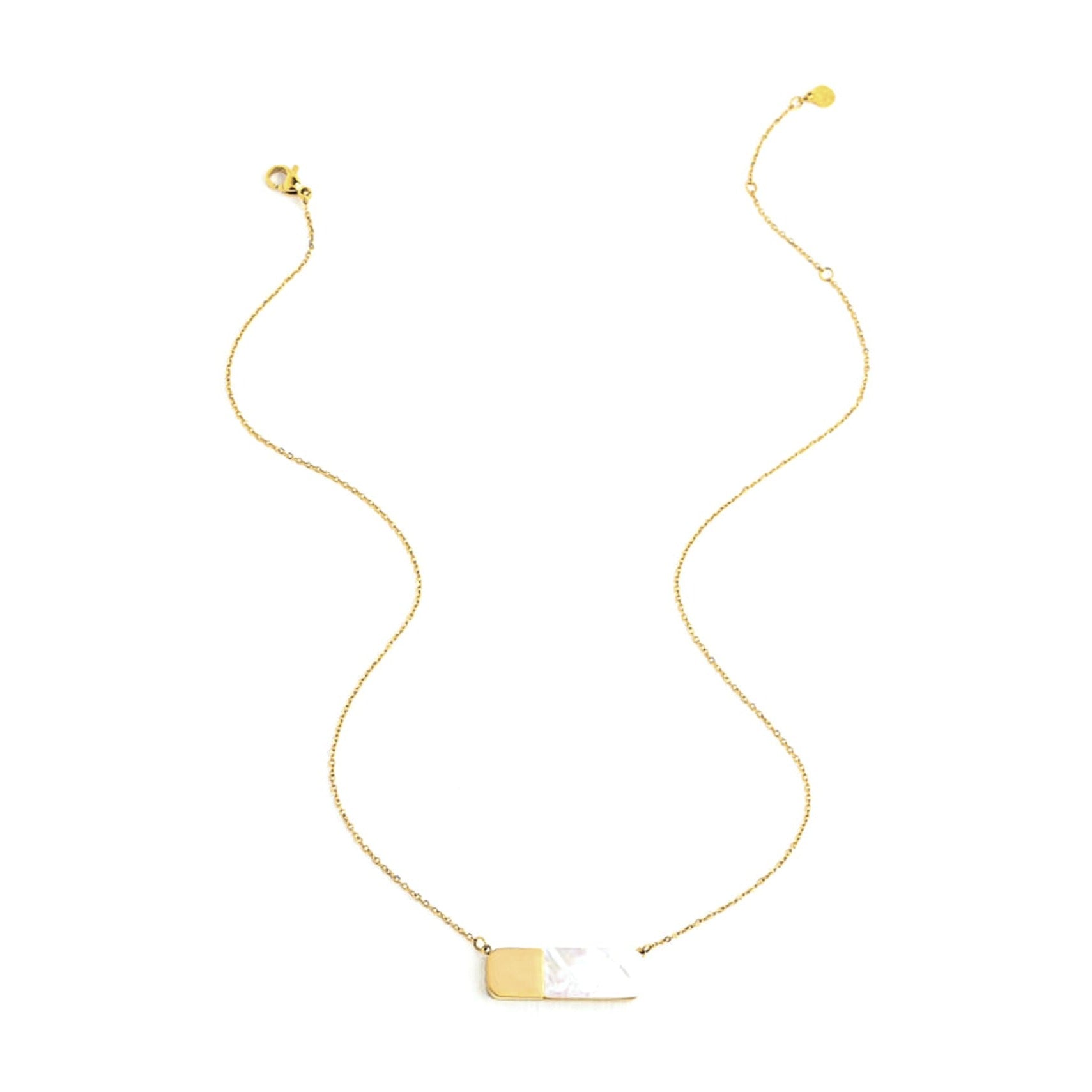 Courage Light and Gold Mother of Pearl Necklace - 14k gold plated stainless steel and mother-of-pearl necklace