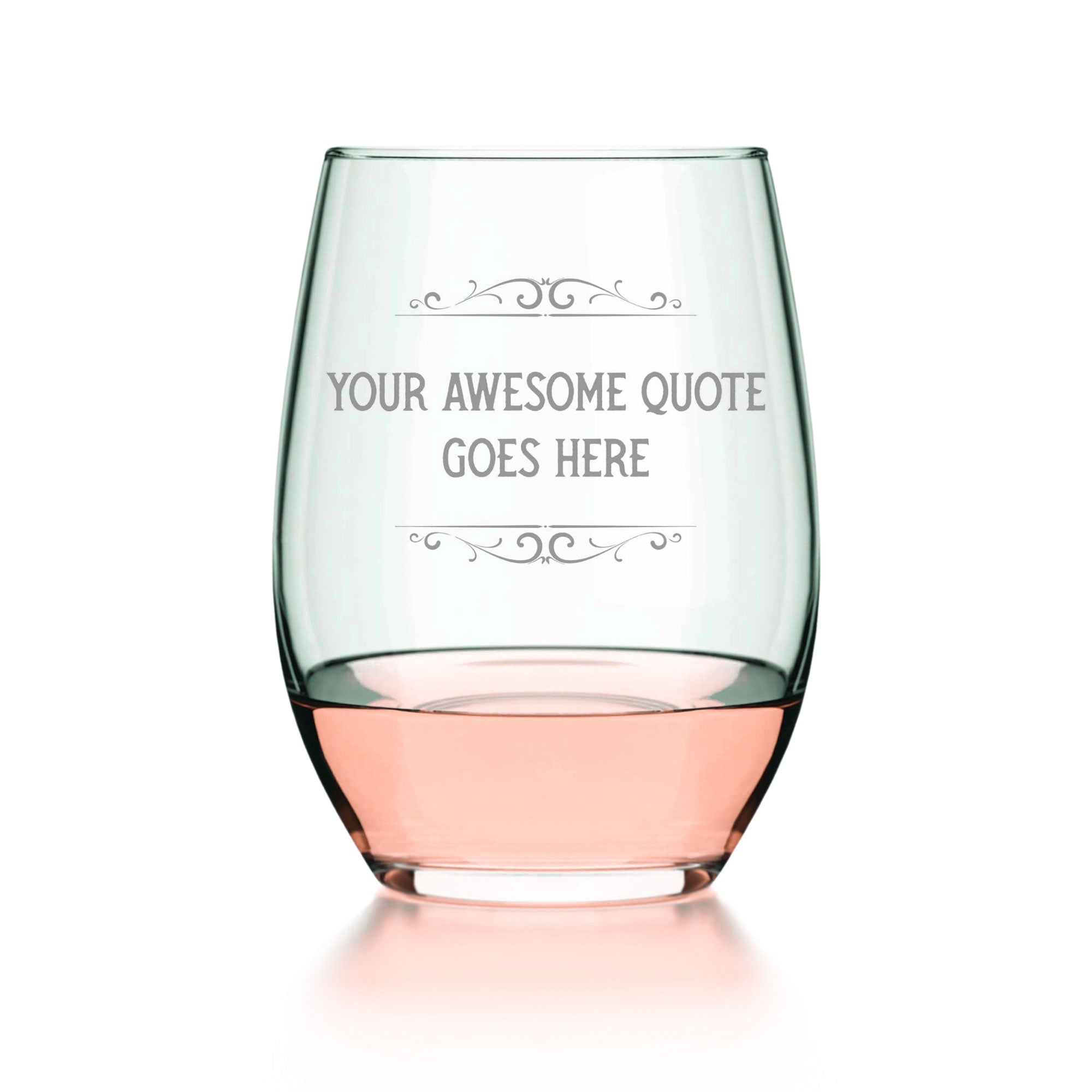 Customizable Stemless Wine Glasses with Optional Borders