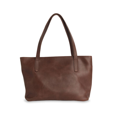 Back of Eden Carryall in Dark Brown - Premium Ethiopian Full Grain Leather