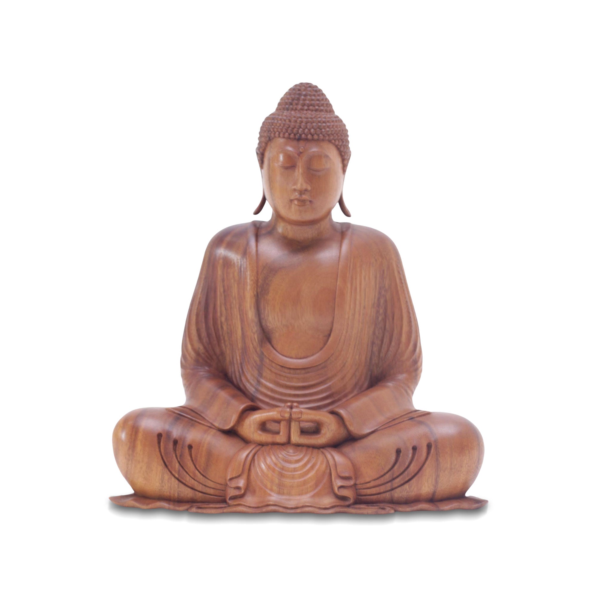 Dhyana Mudra - Hand-Carved Suar Wood Buddha Sculpture with Mudra Gesture