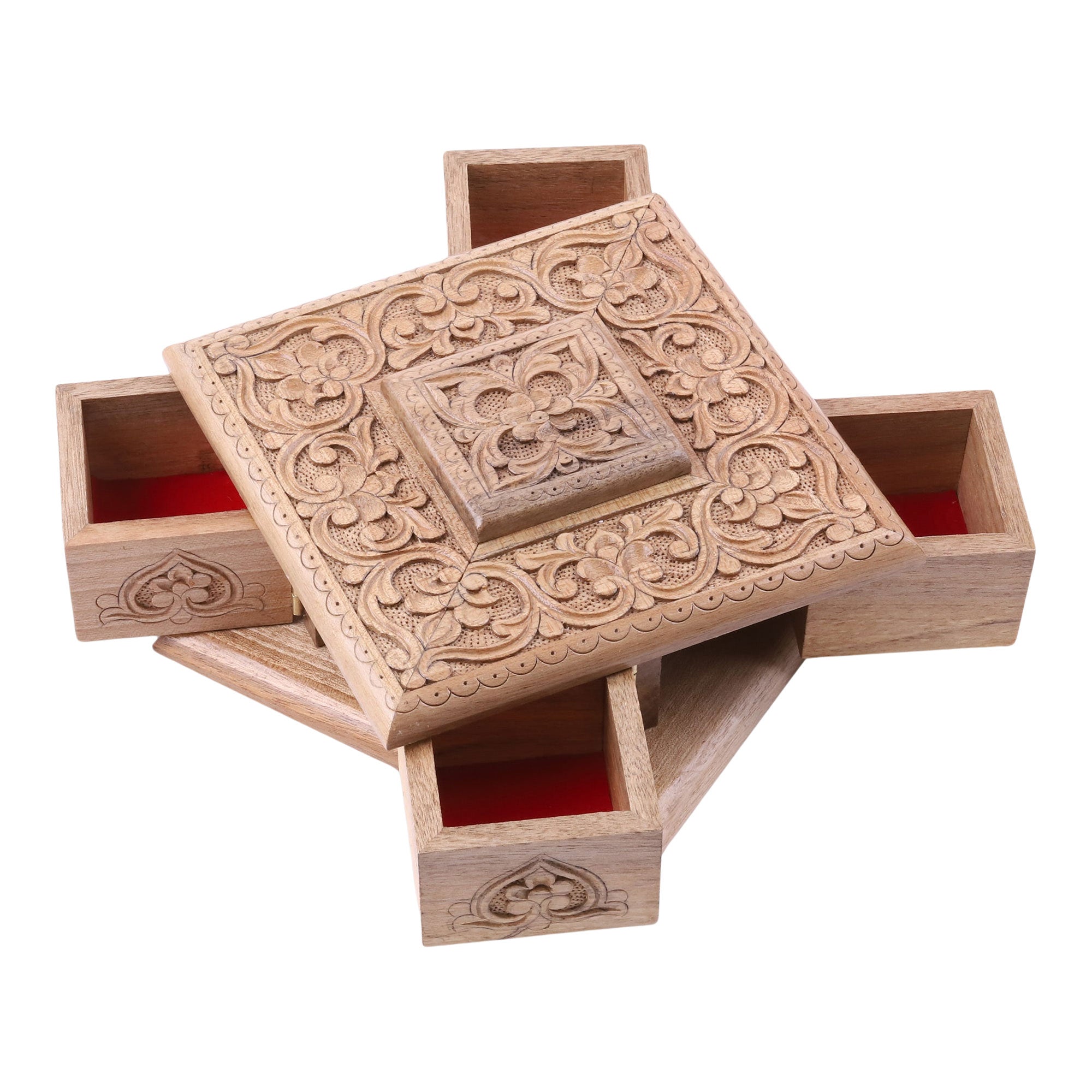 Outlets Wood Carved Jewelry Box