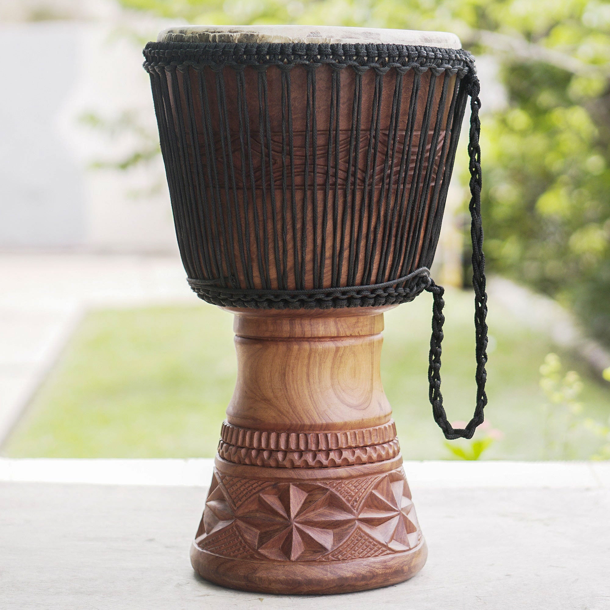 Anopa Nsoman - Handcrafted Tweneboa Wood Djembe Drum from Ghana