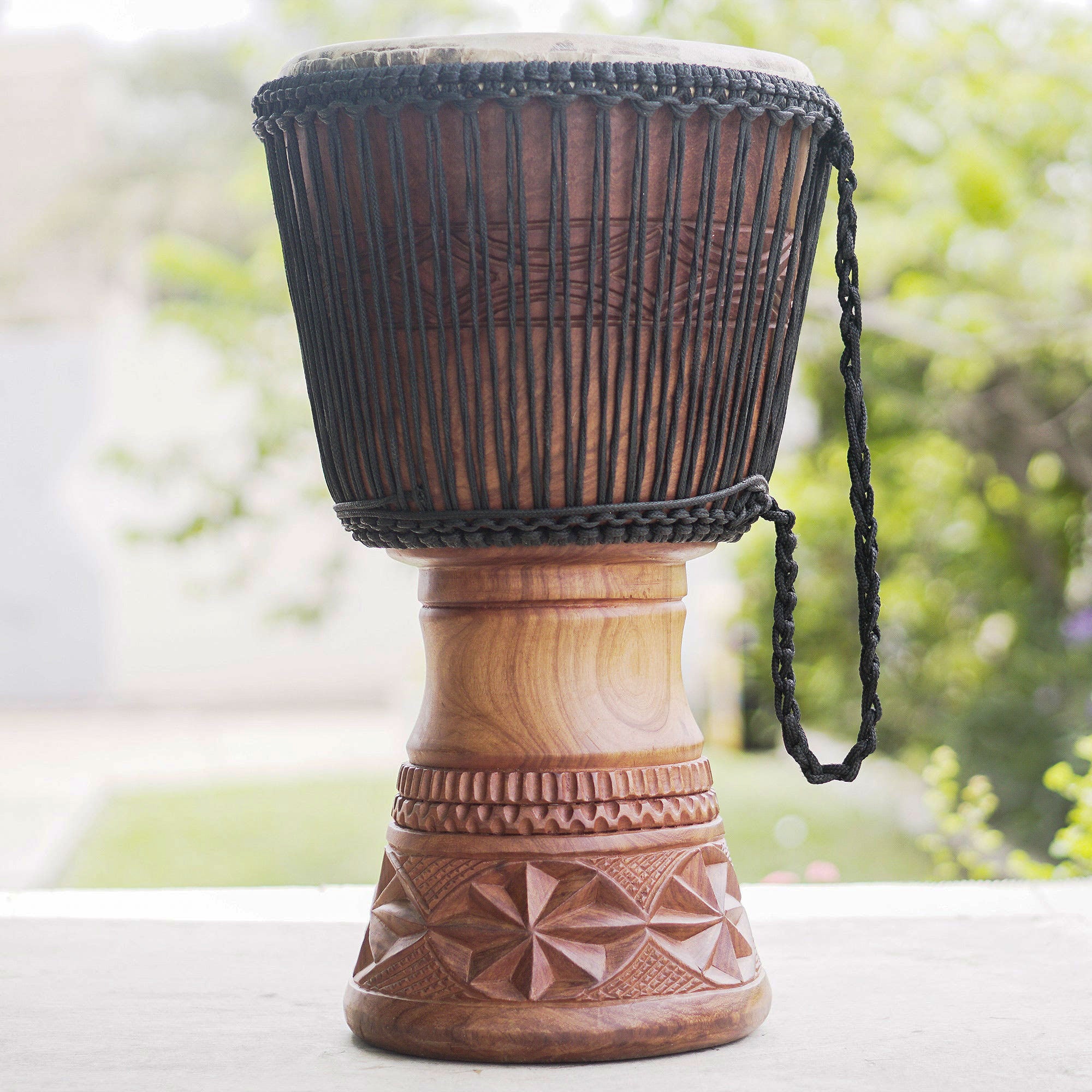 Anopa Nsoman - Handcrafted Tweneboa Wood Djembe Drum from Ghana