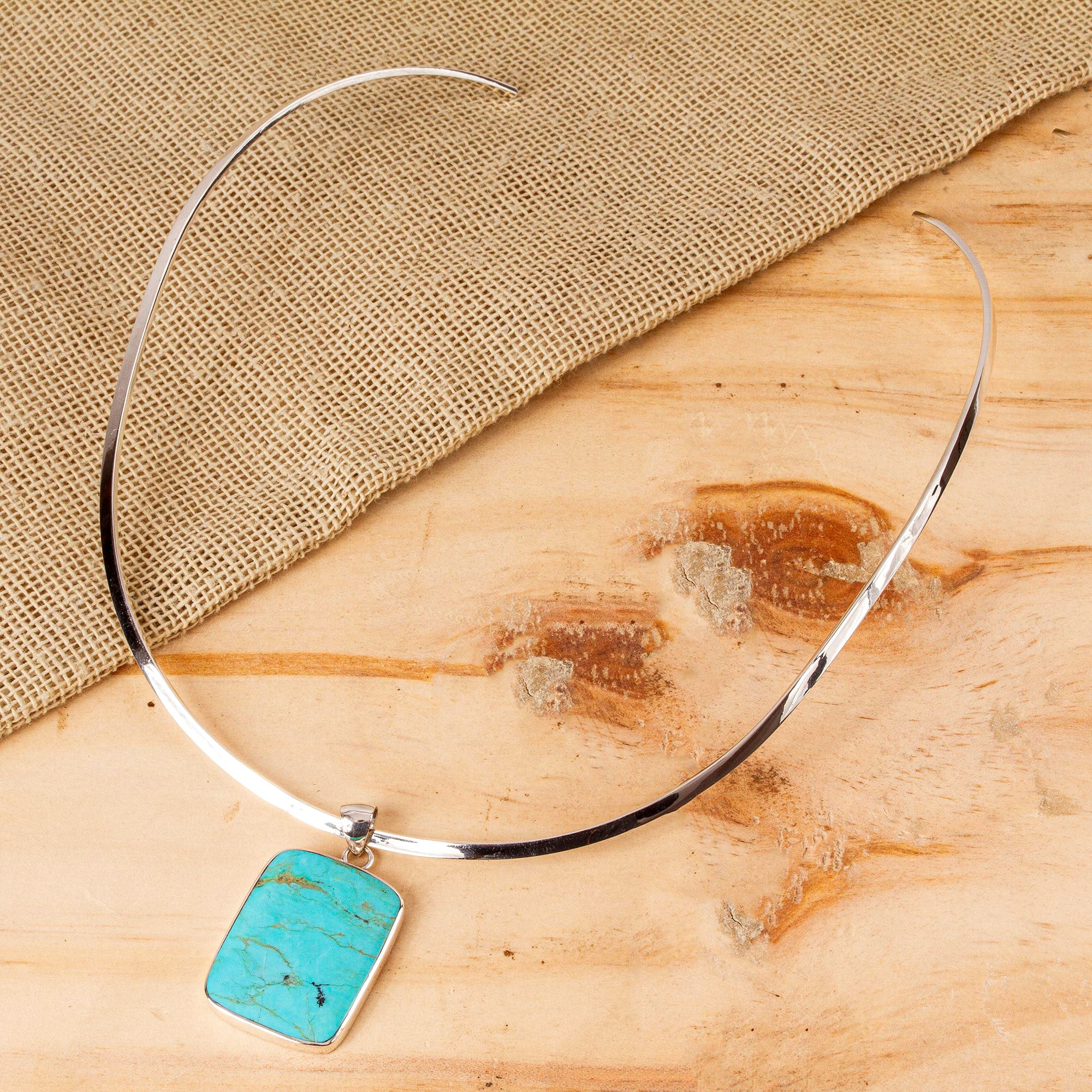 Caribbean Mosaic - a Handmade Taxco Silver Natural Turquoise Necklace