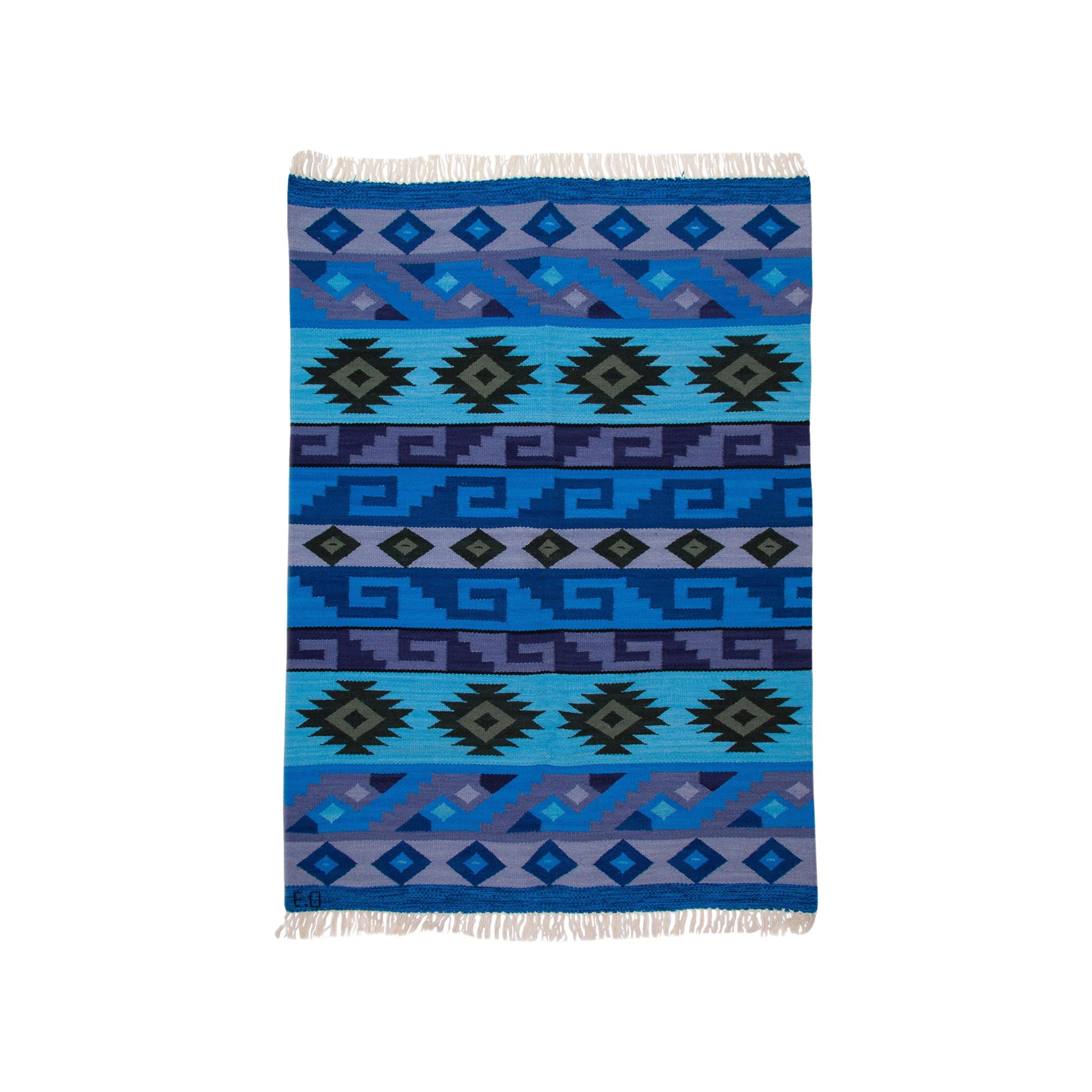 Incan Empire - Handwoven Wool Area Rug in Blue (4x6) from Peru