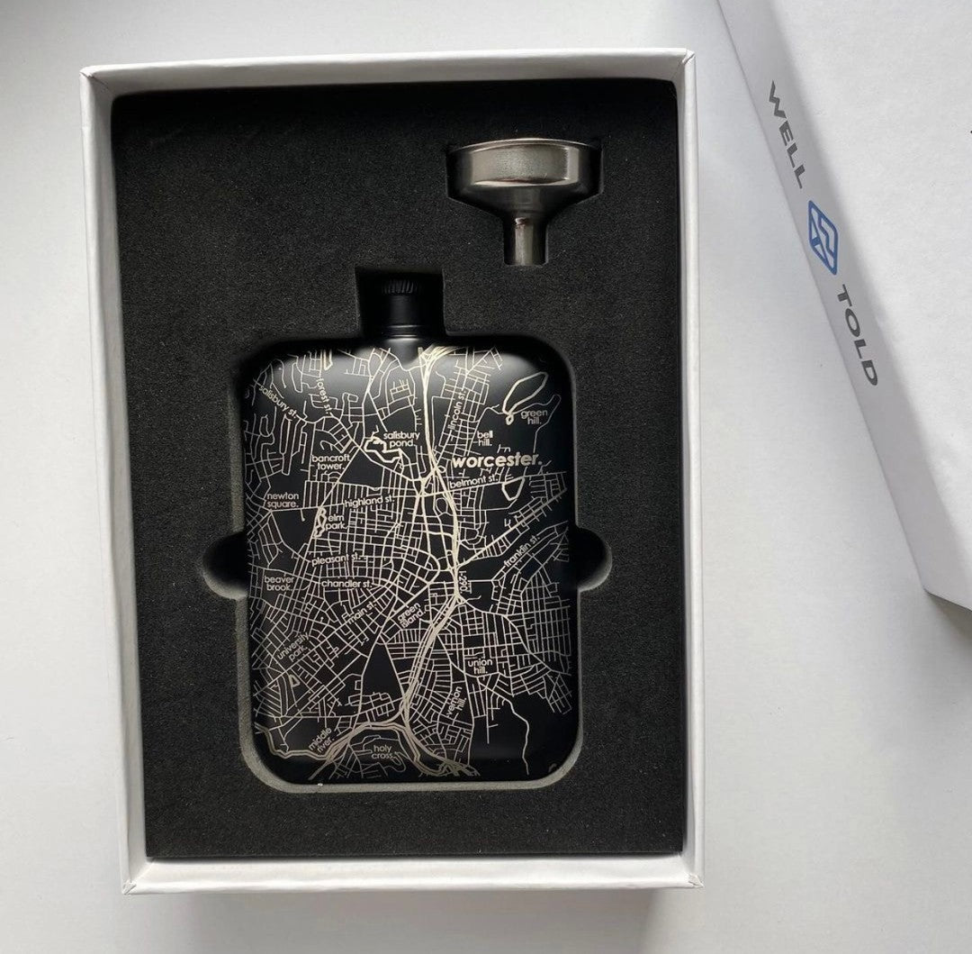 Home Town Maps Pocket Flask