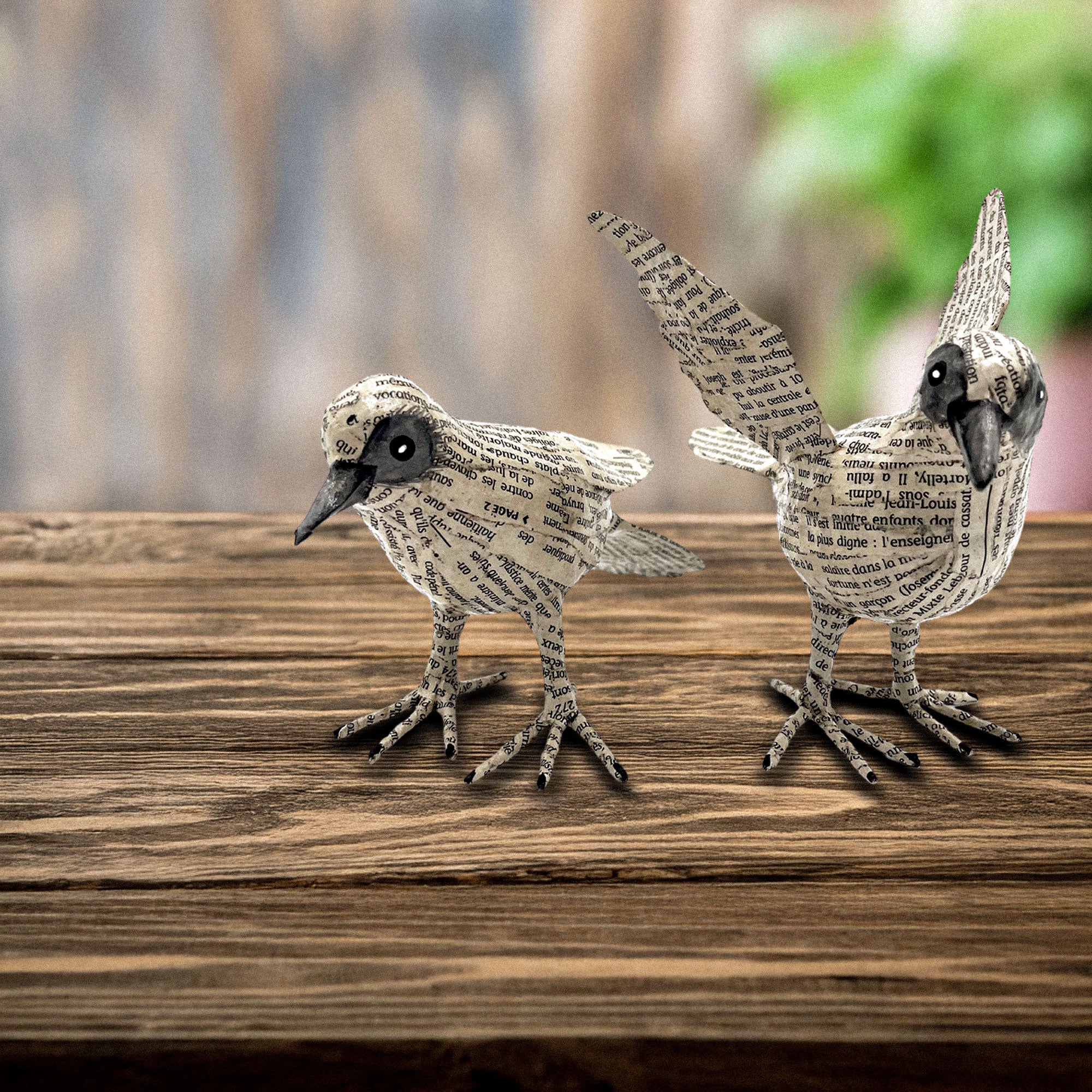 Jounal Paper Mache Birds (Set of 2)