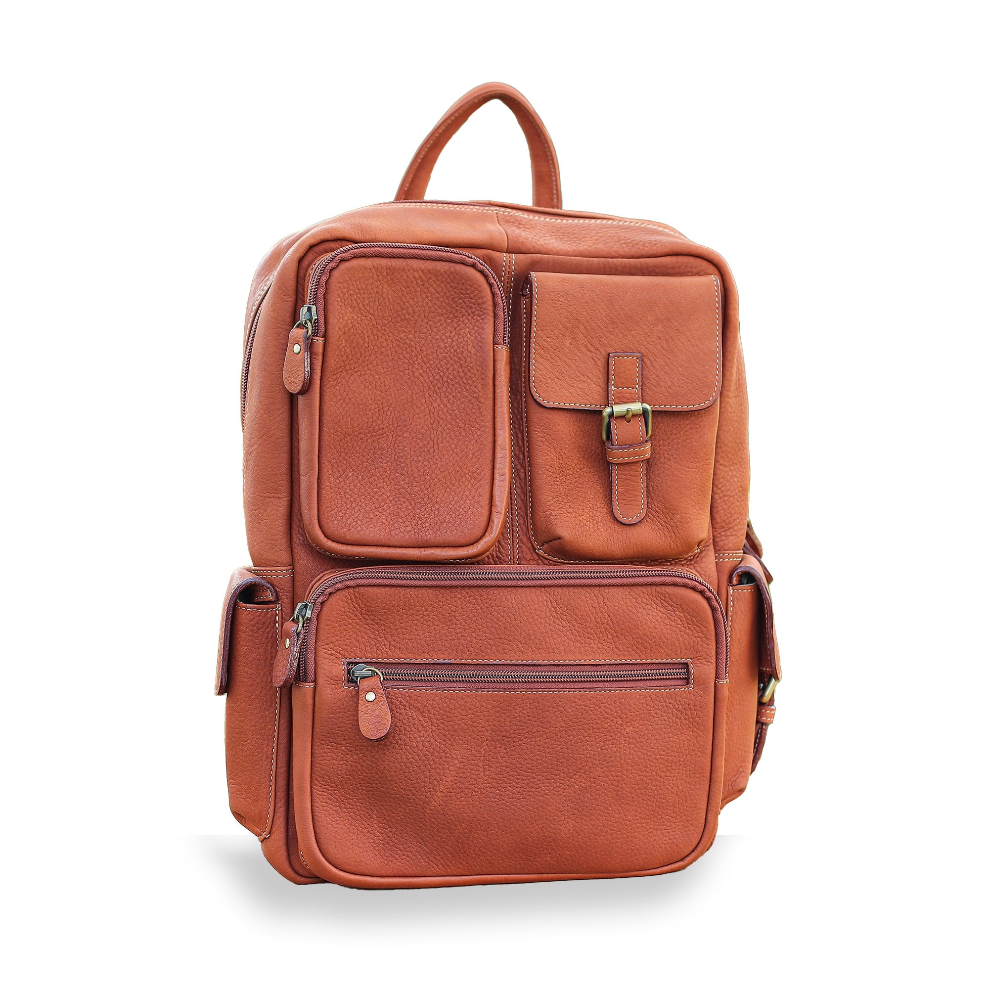 Travel-Friendly 100% Brown Leather Backpack from Thailand - Intrepid Companion