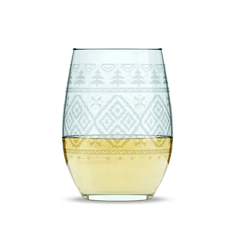 Pine Tree Sweater Stemless Wine Glass - Set of 2