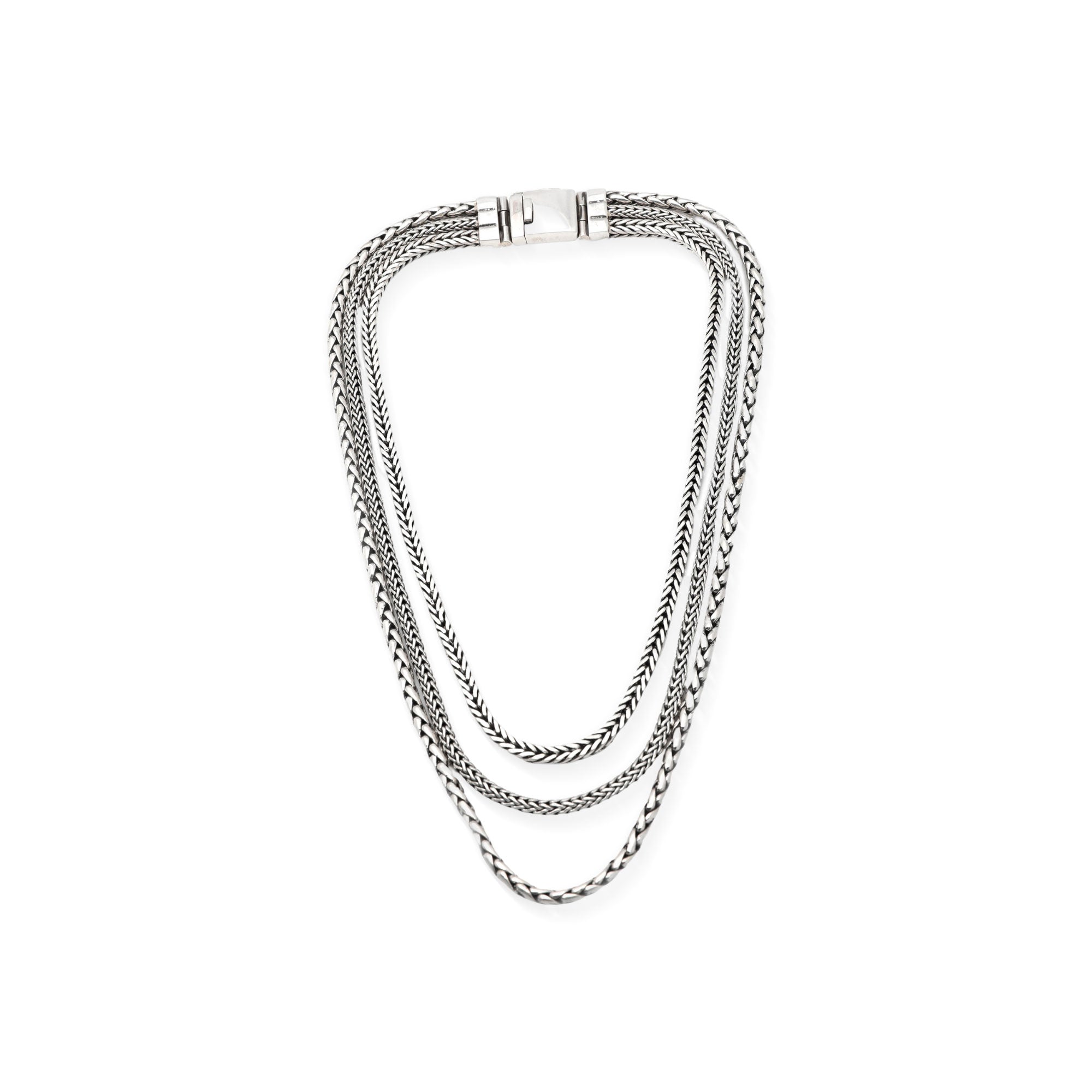 Triple Spell - a Polished Traditional Sterling Silver Chain Strand Necklace