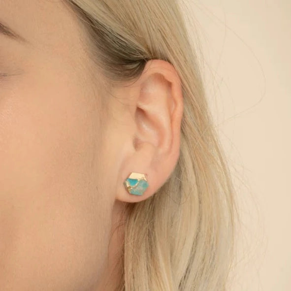 Oasis Turquoise and Gold Studs