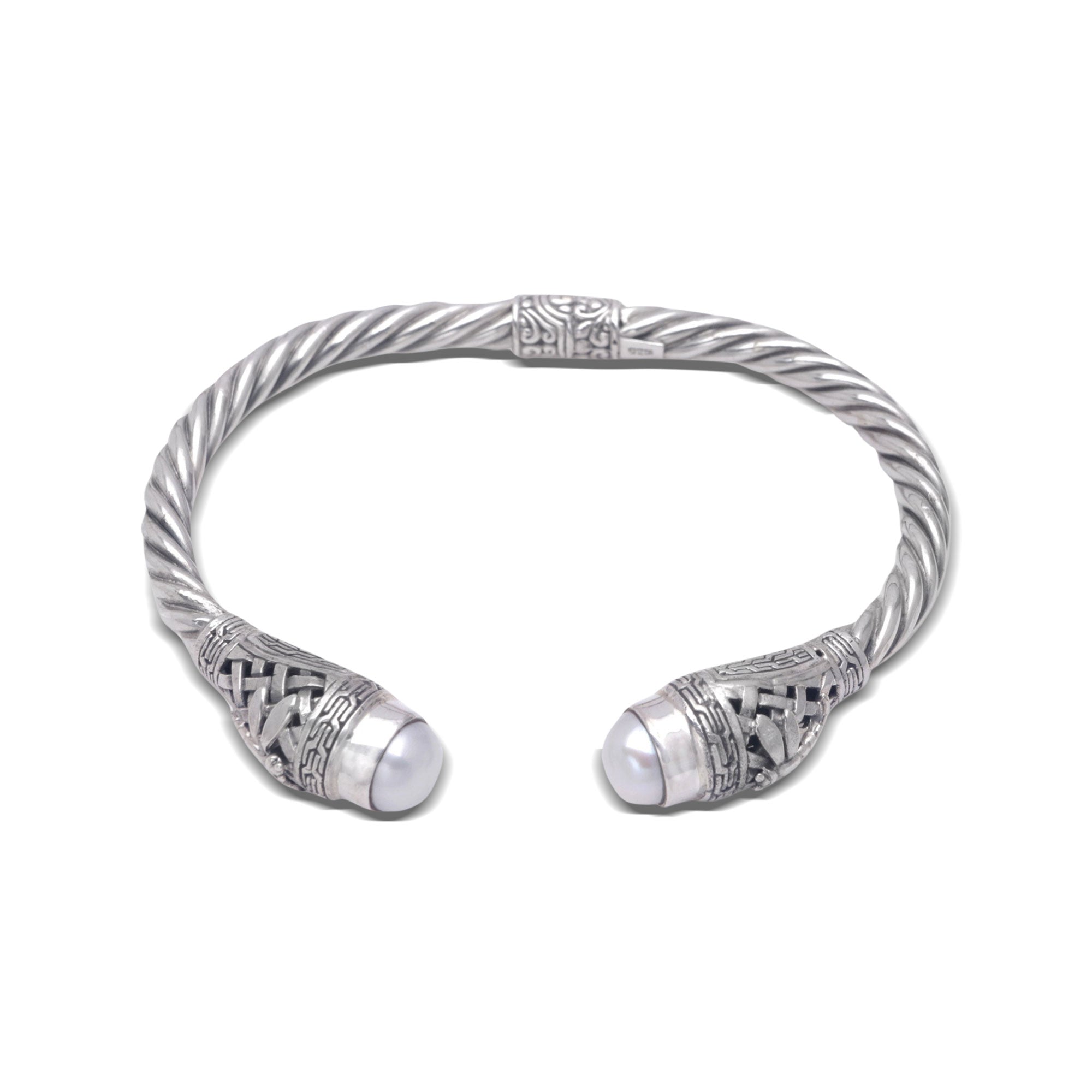 Pearly Dragonflies - Sterling Silver and Cultured Pearl Cuff Bracelet from Bali