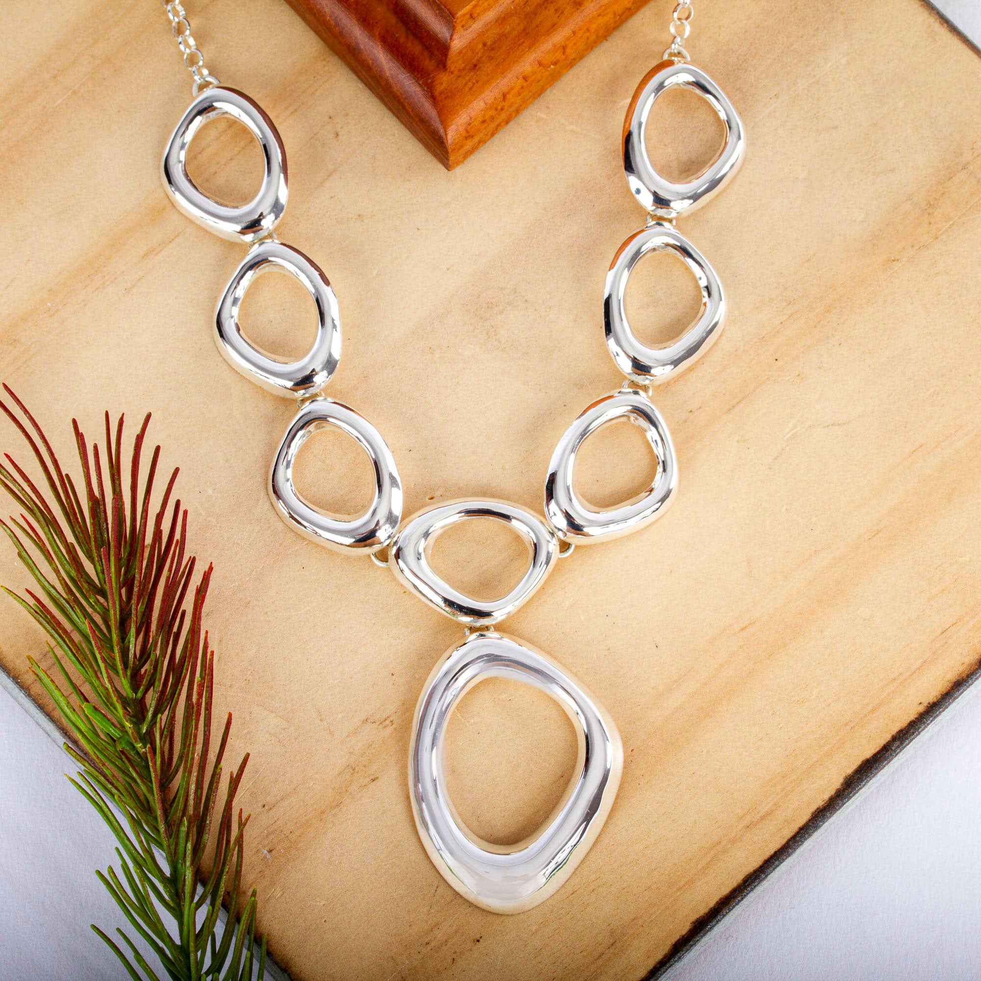 Bold Curves - Taxco Sterling Silver Modern Free Form Necklace from Mexico