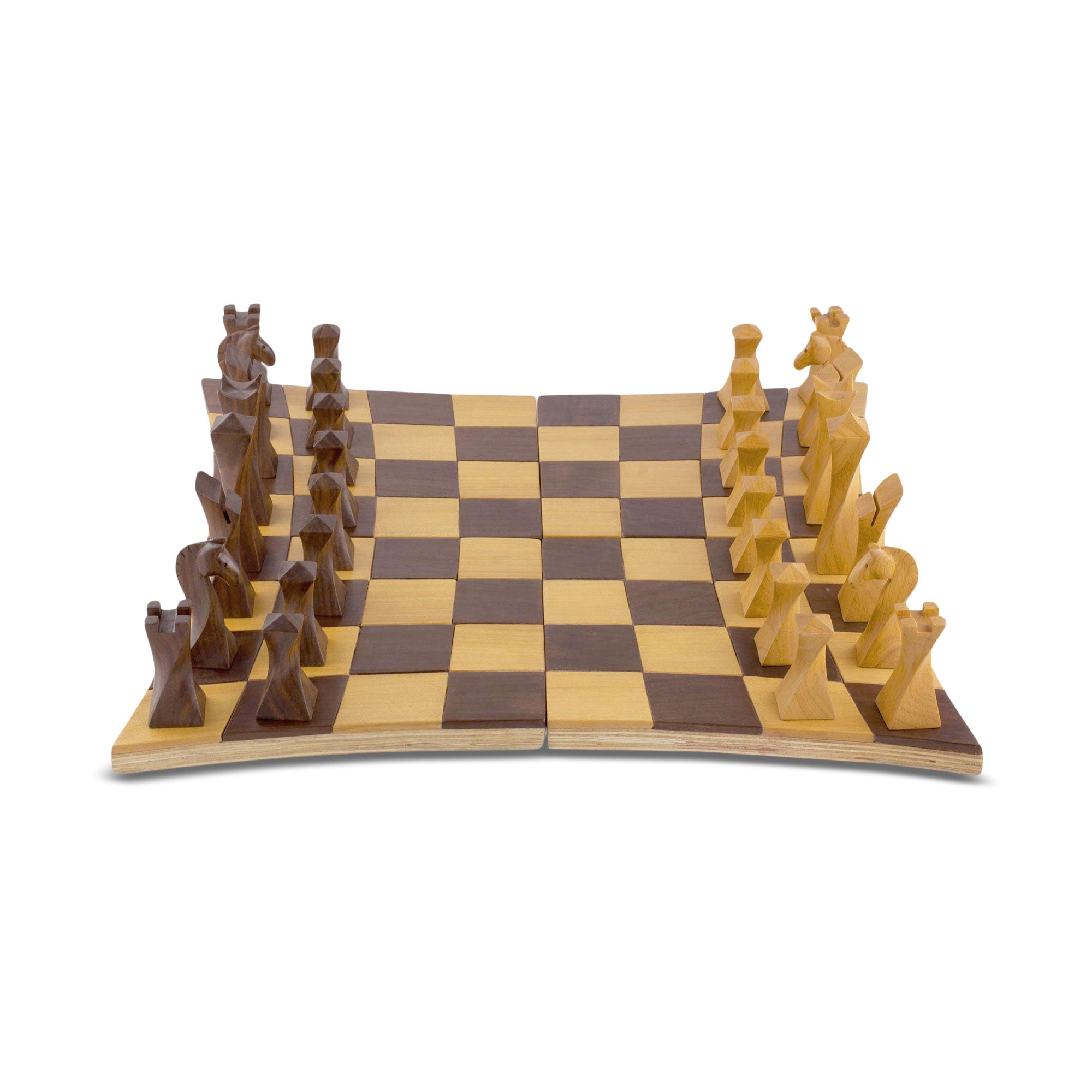 Tempisque and Salmwood Chess Set, 'Twisted Battle'