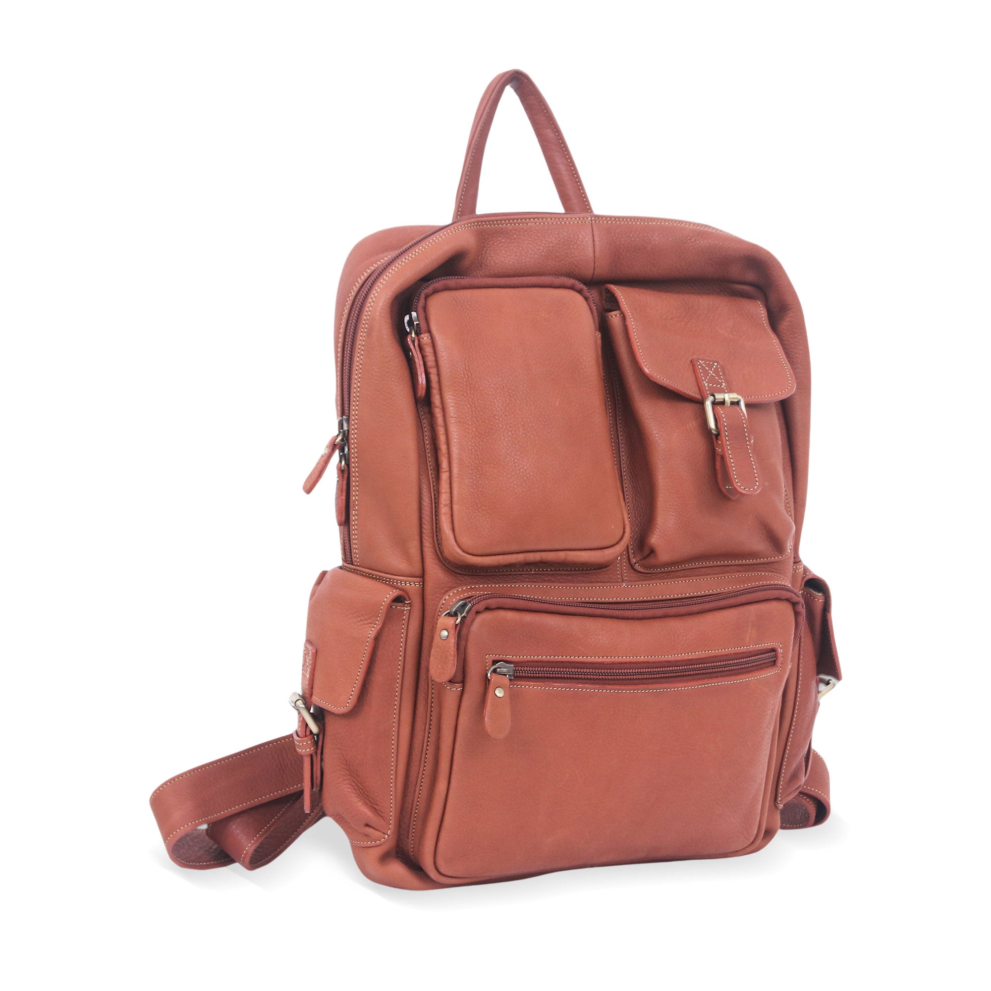 Intrepid Companion - a Travel-Friendly 100% Brown Leather Backpack from Thailand