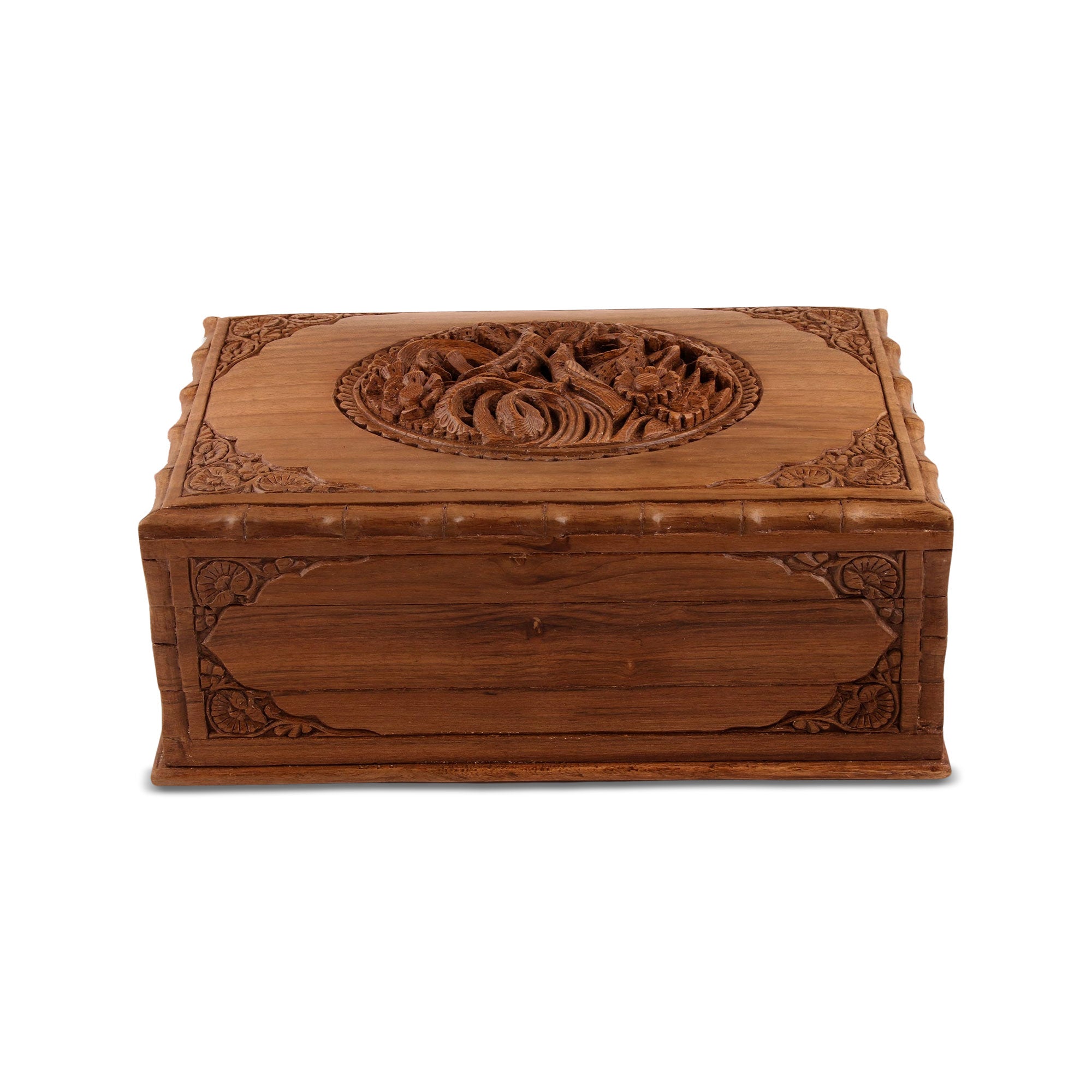 Wood Jewelry Box, 'Birds in Spring'