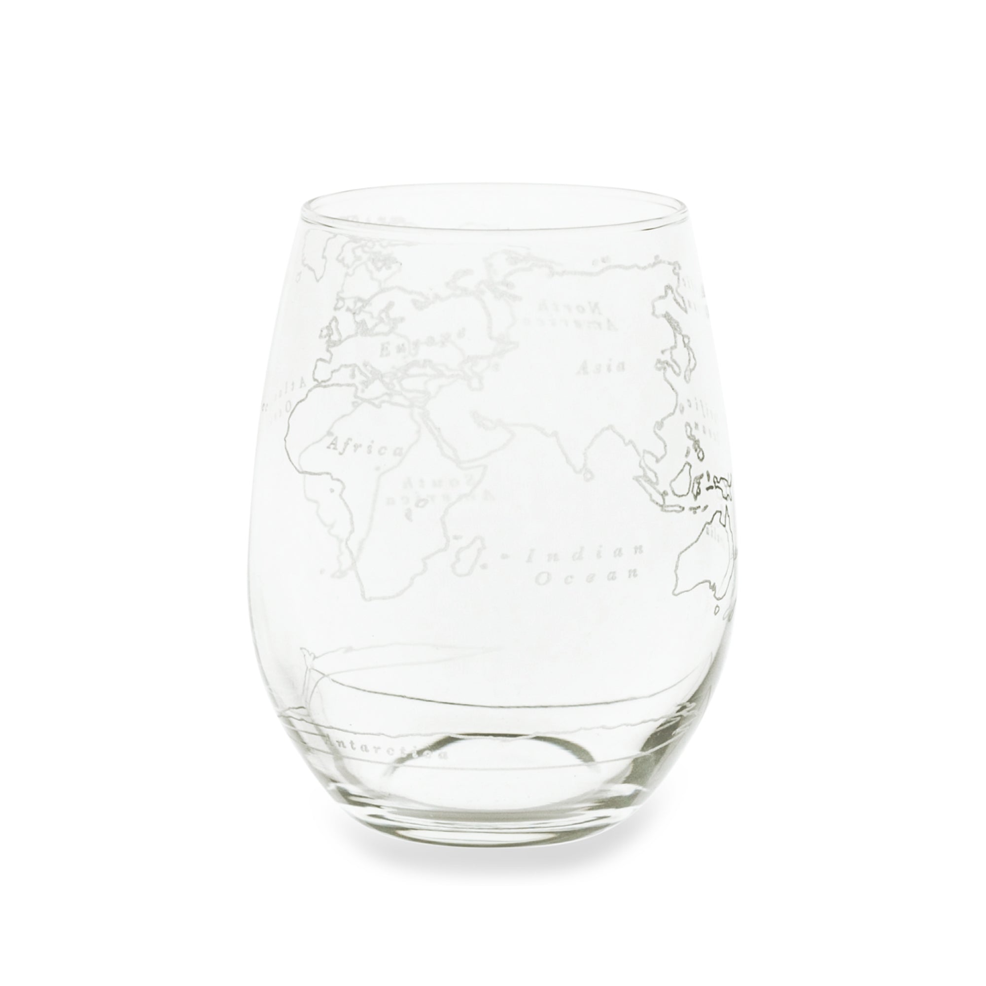 World Map Stemless Wine Glass - Set of 2