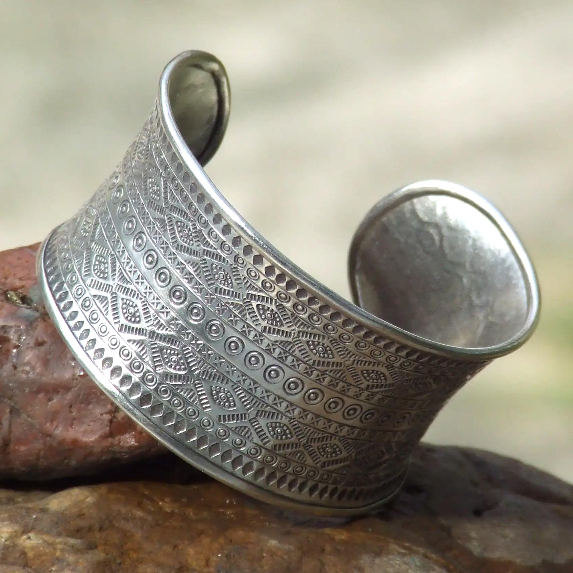 Mountain Reflection - Hill Tribe 950 Silver Cuff Bracelet