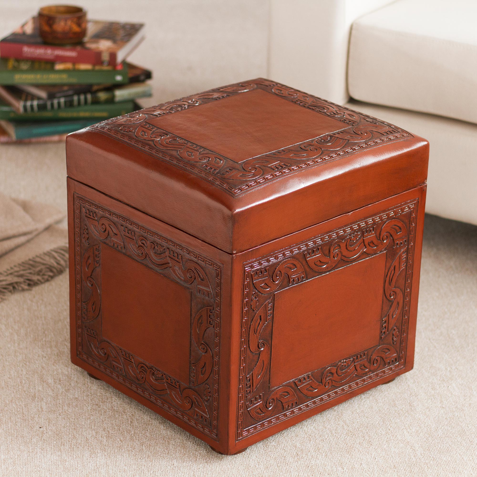 Artisan Crafted Ottoman, 'Flight of the Condor'