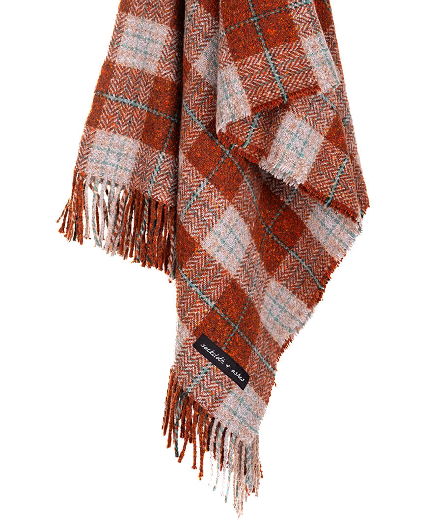 Rust | Vintage Plaid Blanket - Nostalgic Camping & Picnic Blanket