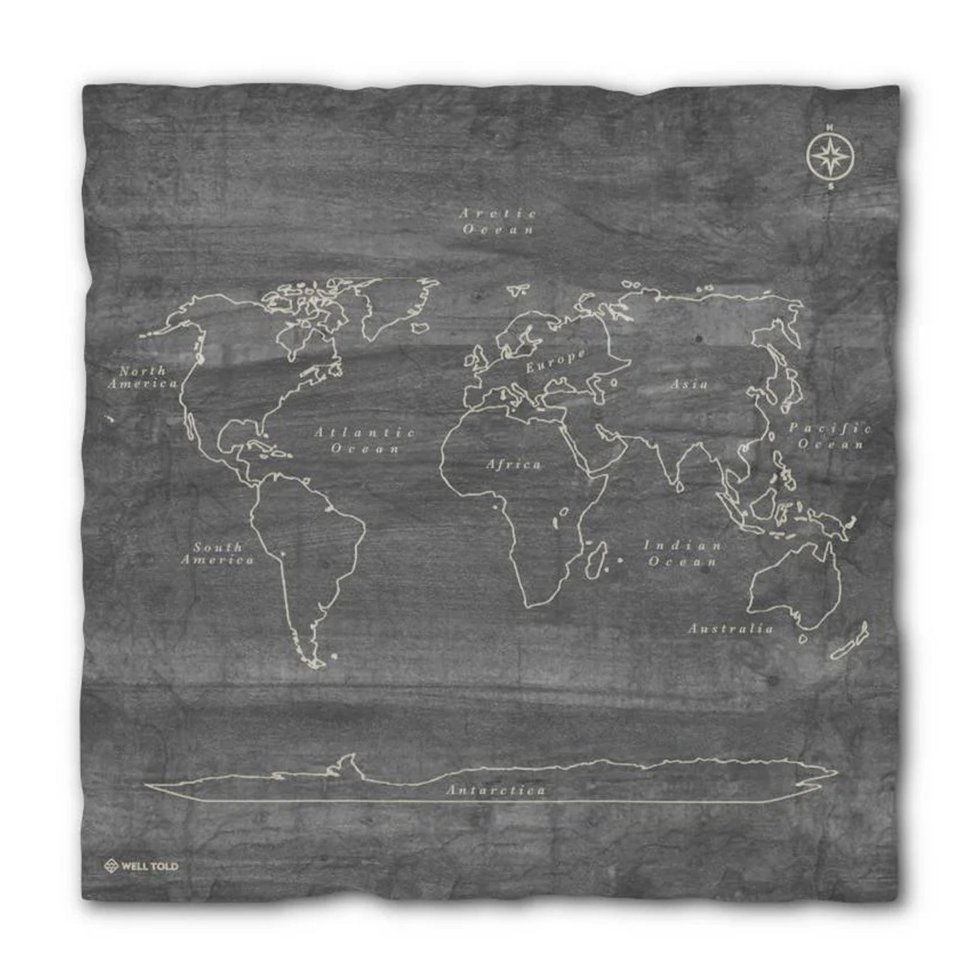 World Map 11x11 Serving Slate