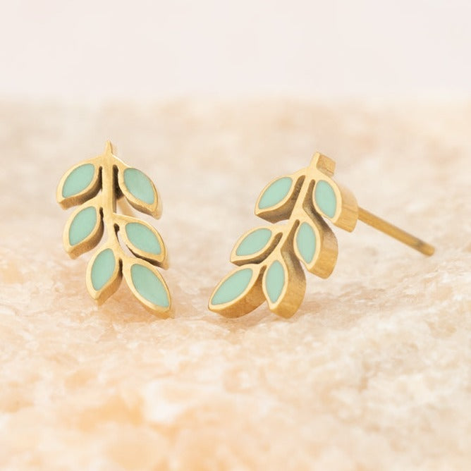 Rowen Stud Earrings in Mint - Ethical Jewelry with an Impact