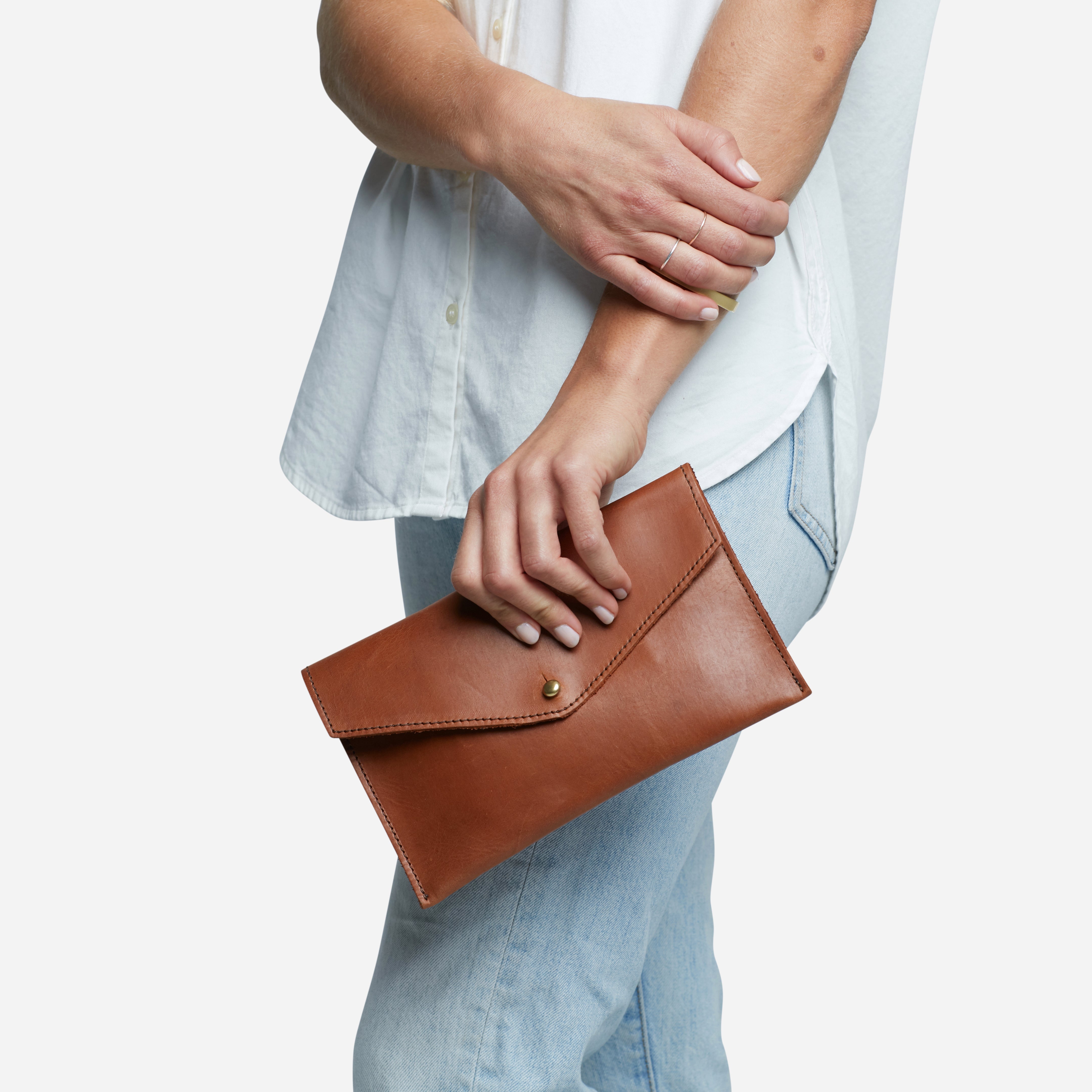 Abeba Leather Envelope in Dark Brown