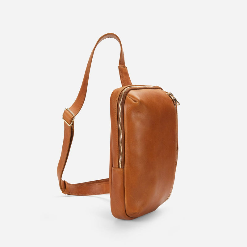 Khaki Leather Sling Bag