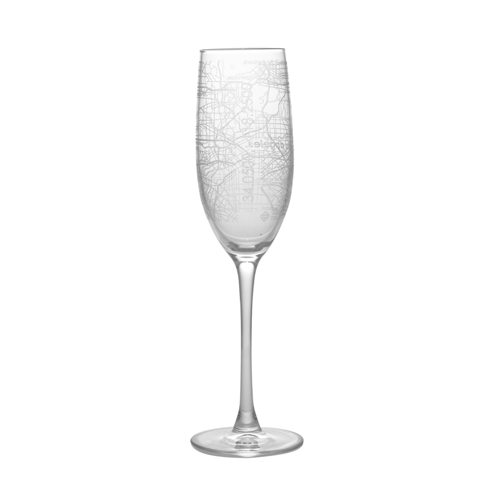 Home Town Map Stemmed Champagne Flute Pair