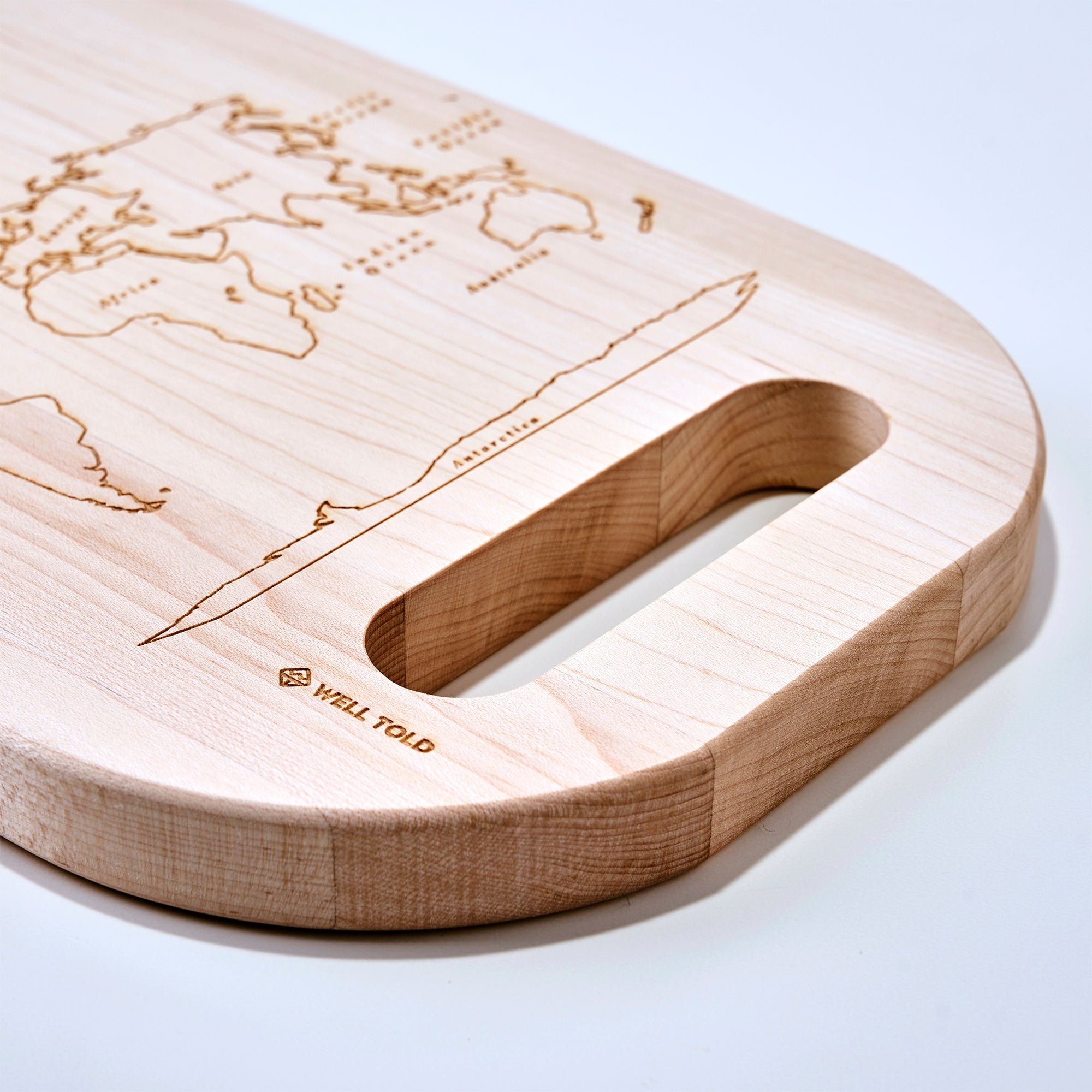 World Map 23" x 7.5" Maple Serving Board