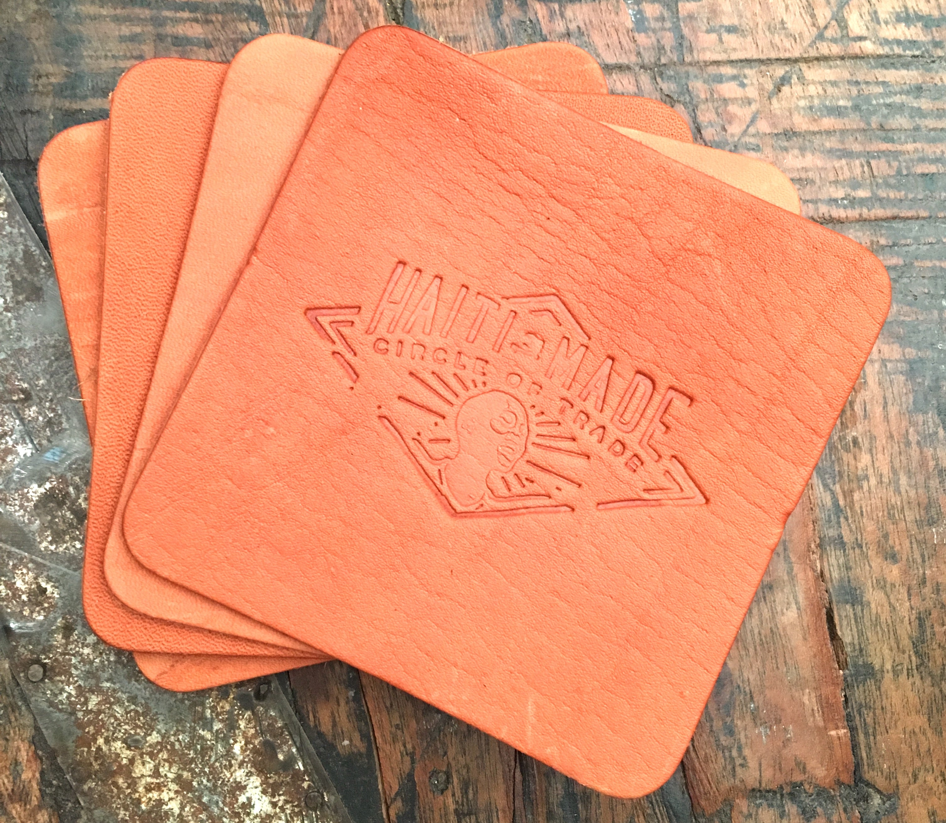 Handmade Leather Coaster Set