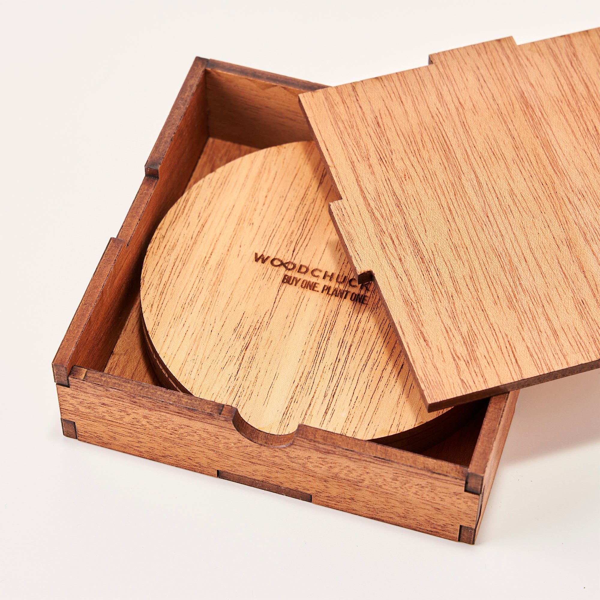 Wooden Round Coasters With Box