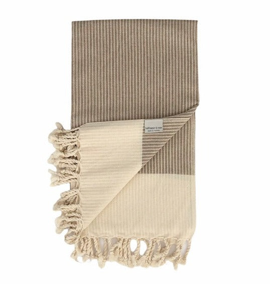 White Stripe Weave Throw