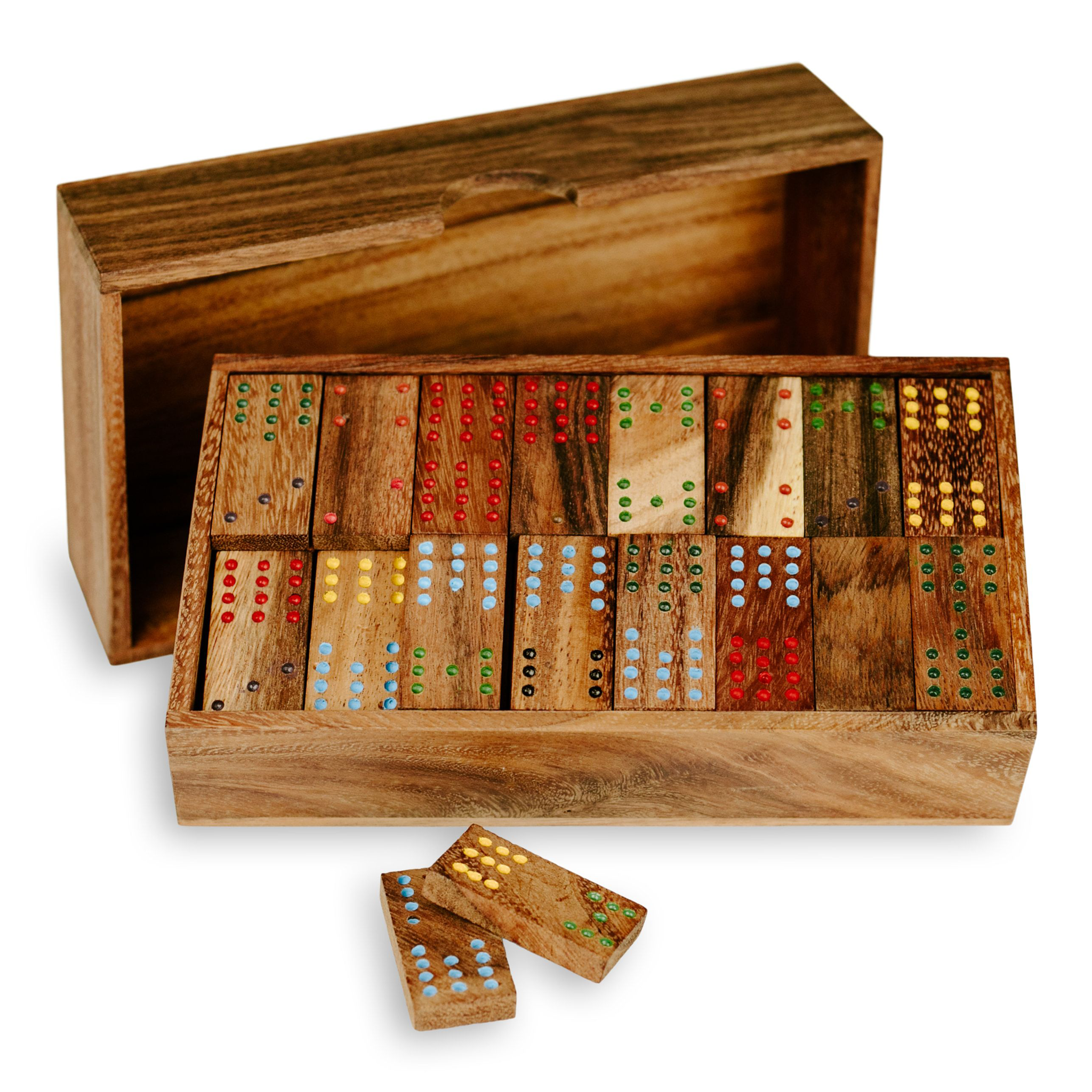 Colorful Rain Tree Wood Domino Game Set