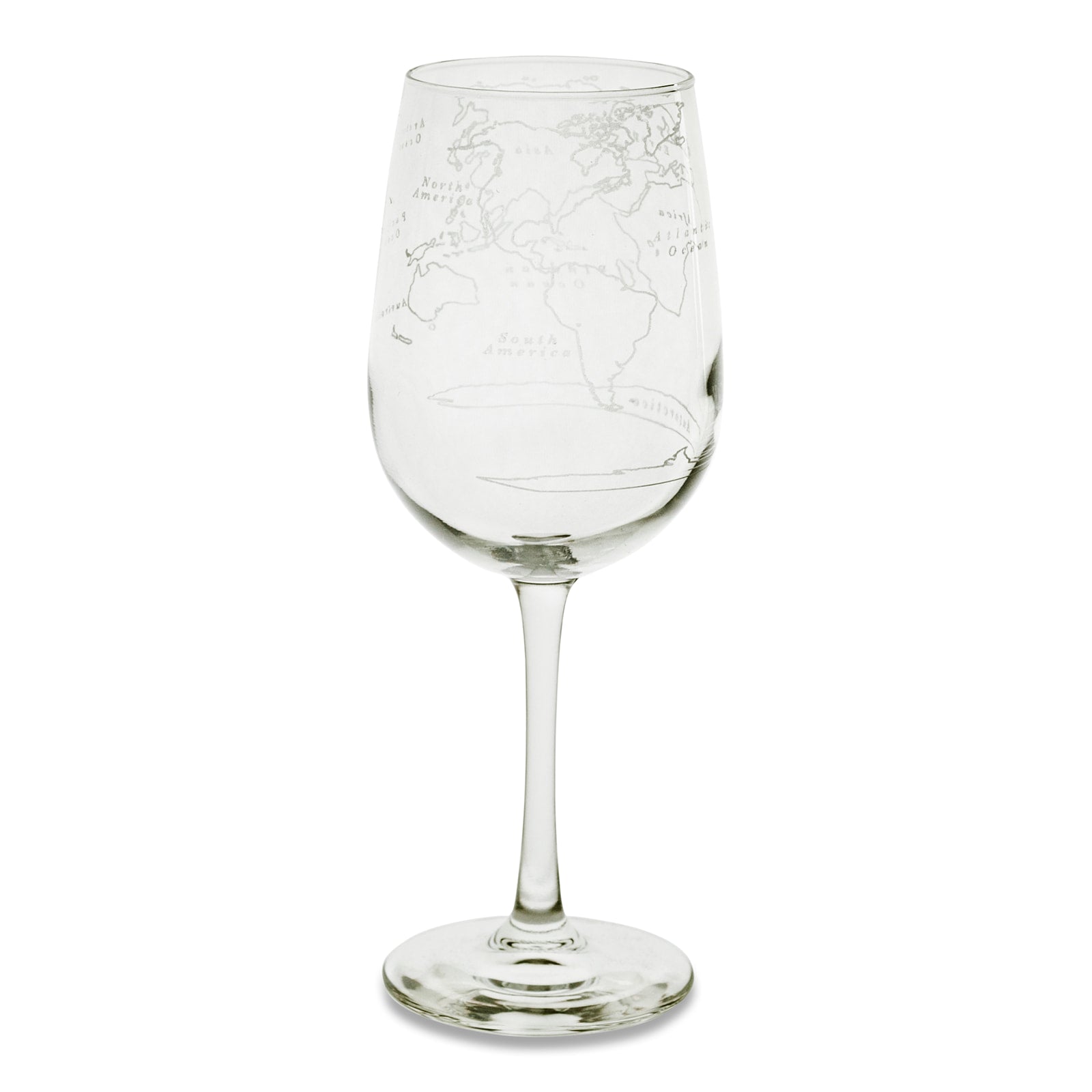 World Map Stemmed Wine Glass - Set of 2