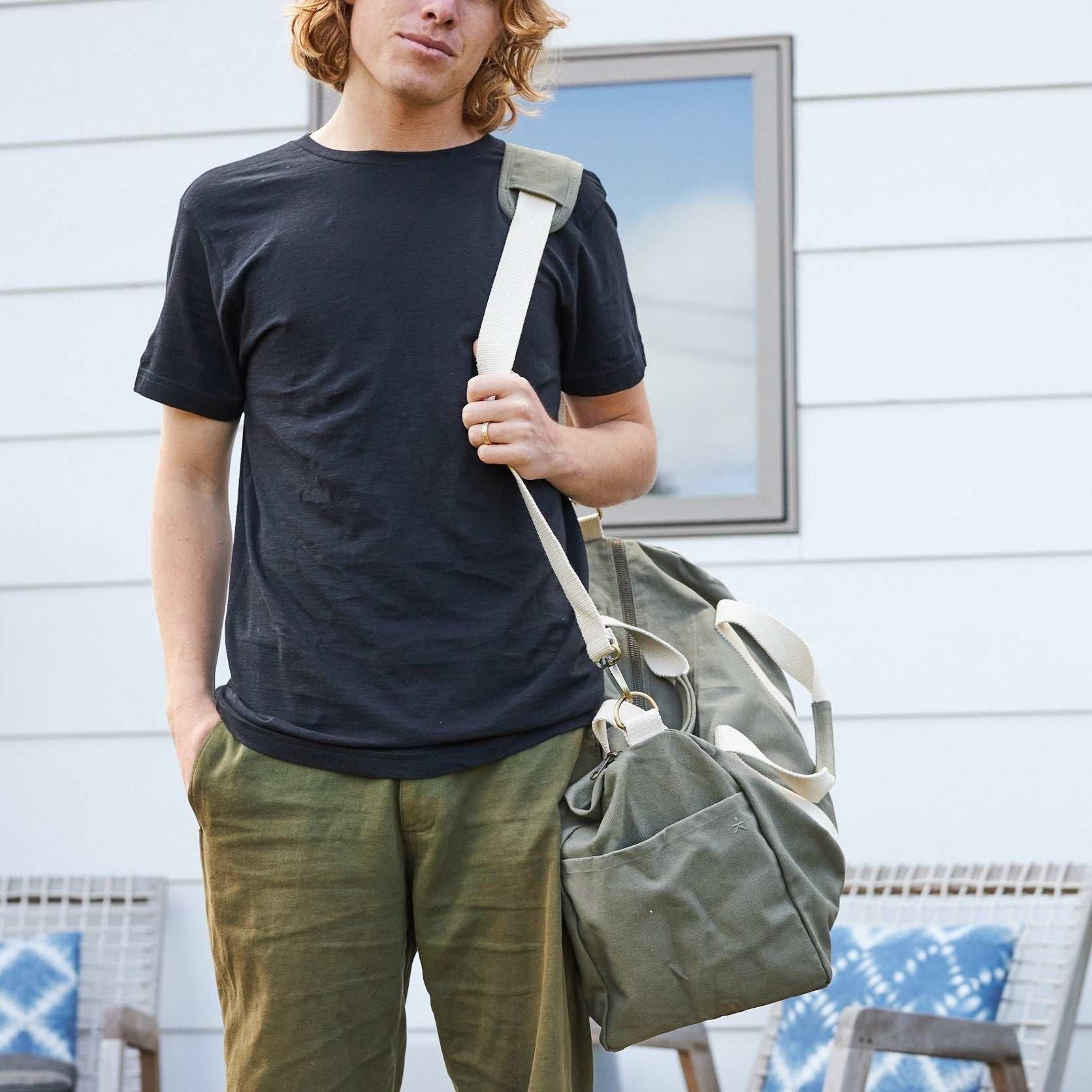 Eco-Friendly Duffle Bag in Army Green