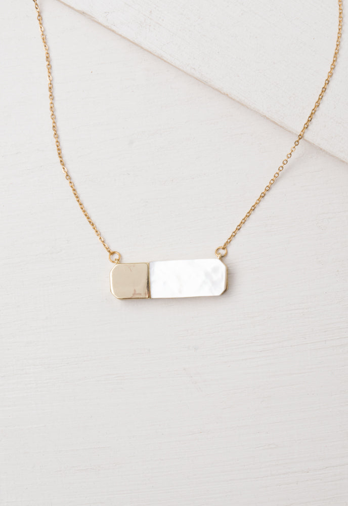 Courage Light and Gold Mother of Pearl Necklace - 14k gold plated stainless steel and mother-of-pearl necklace