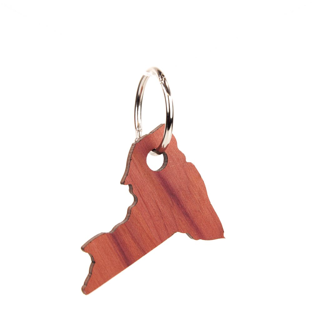 New York State Wood Keychain