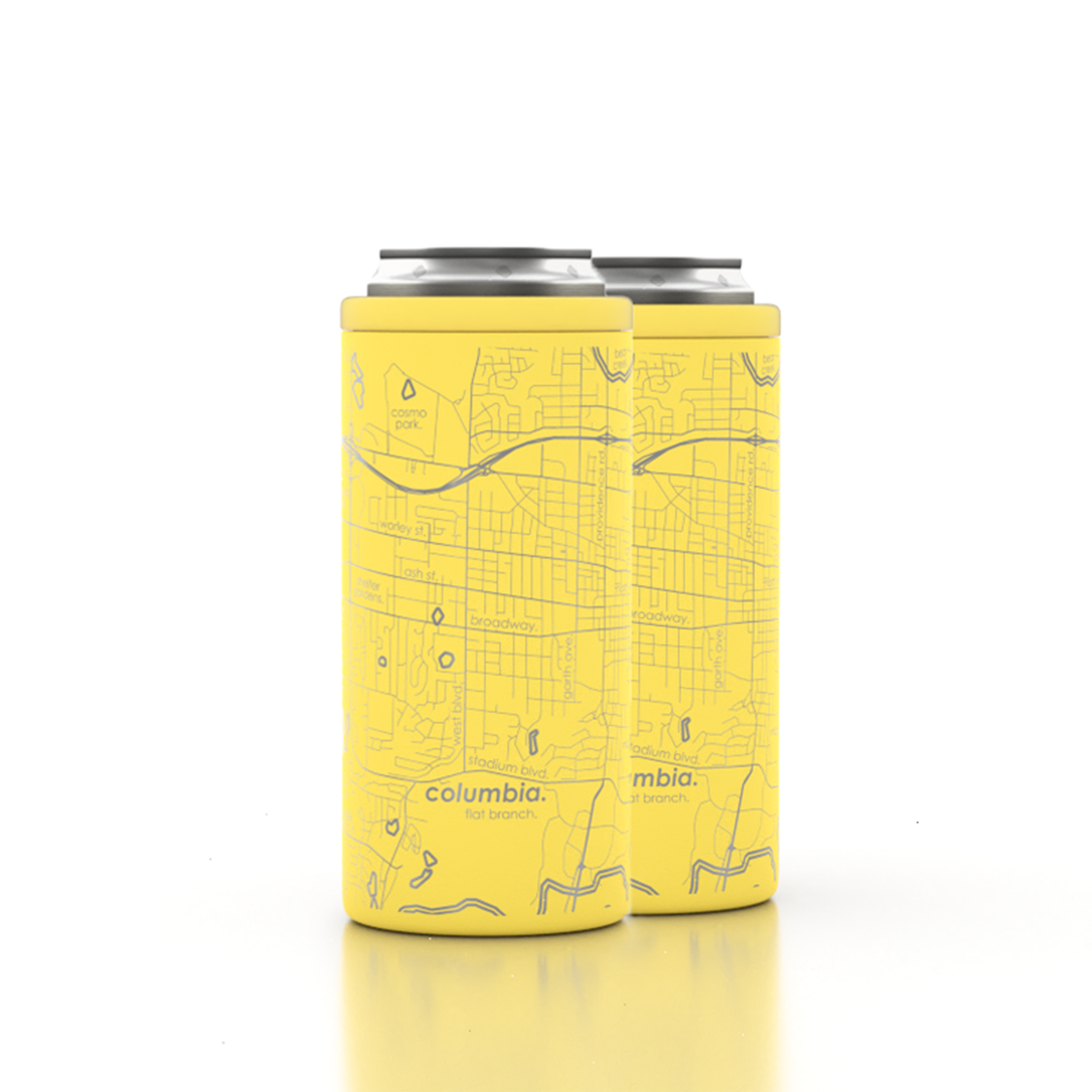 Home Town Map Insulated 12 oz Slim Can Cooler - Set of 2