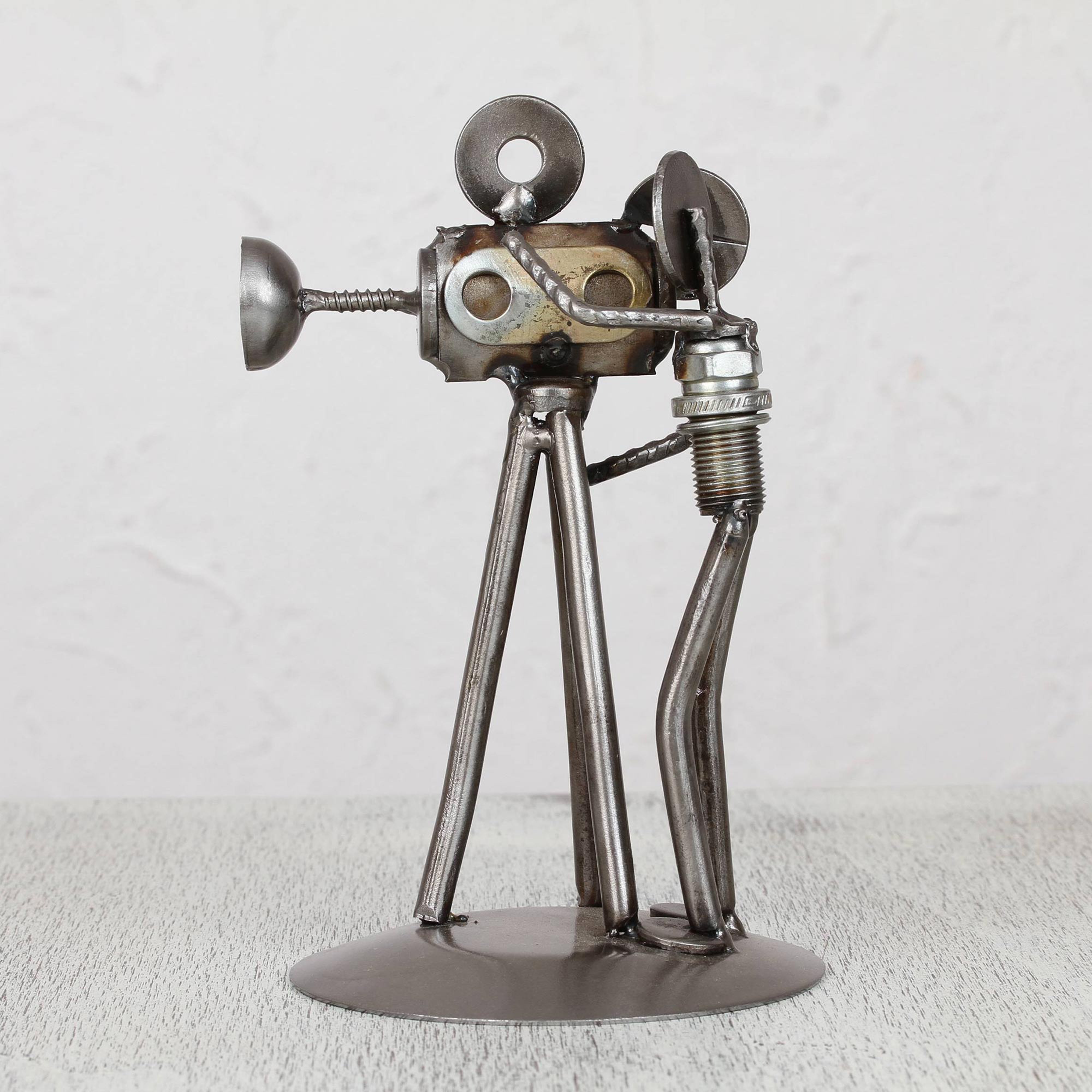 Upcycled Iron Camera Man Statuette