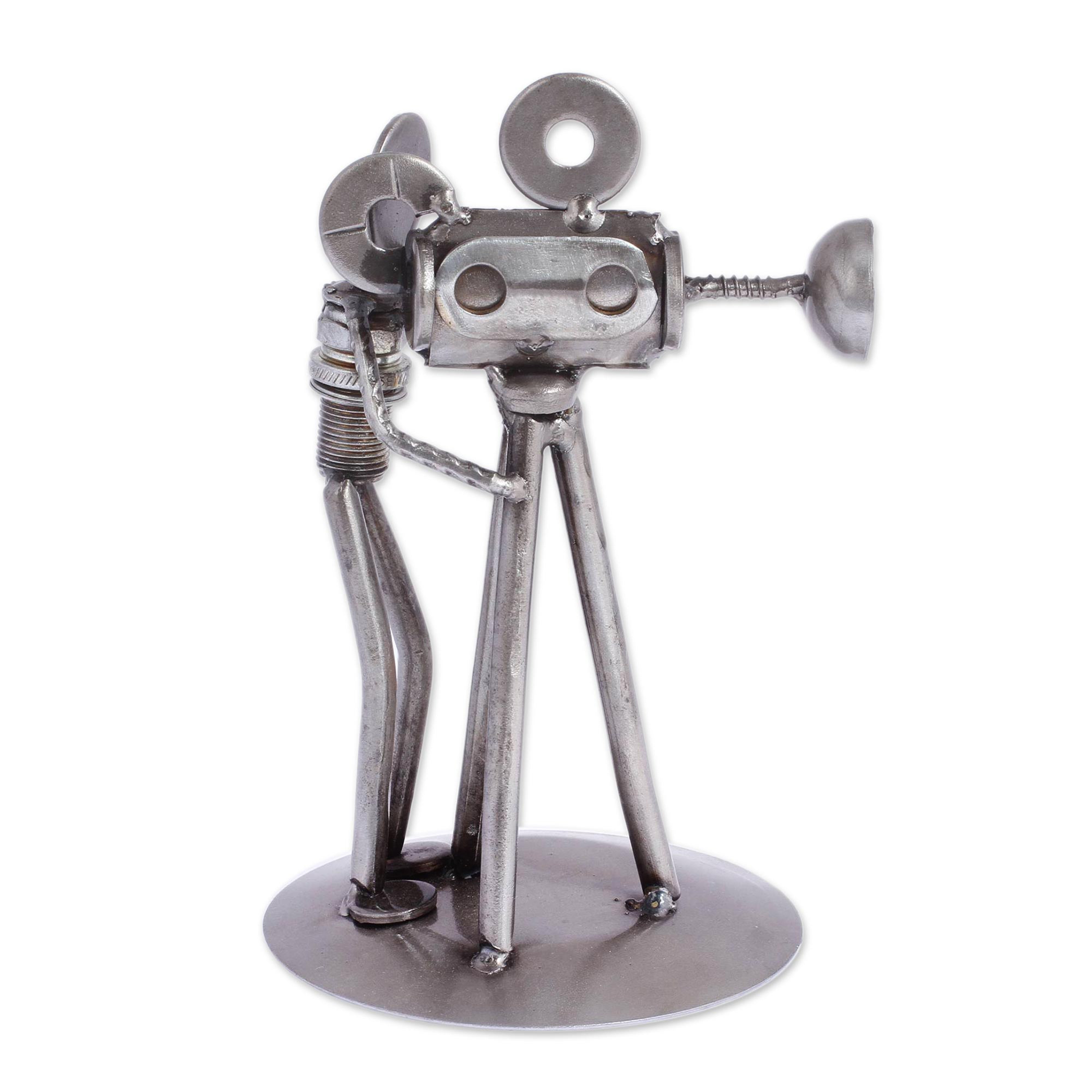 Upcycled Iron Camera Man Statuette