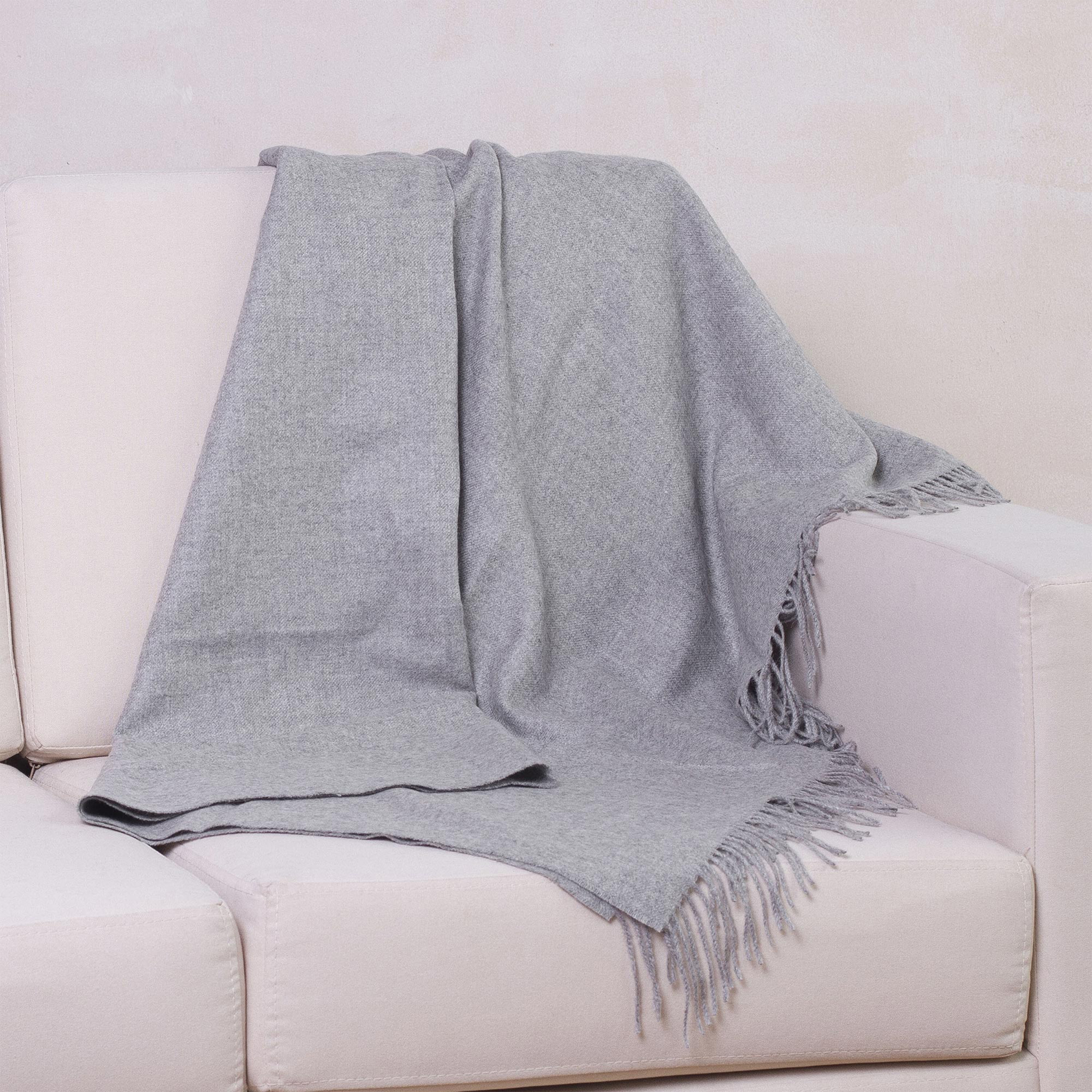 Cozy Gray Alpaca Throw