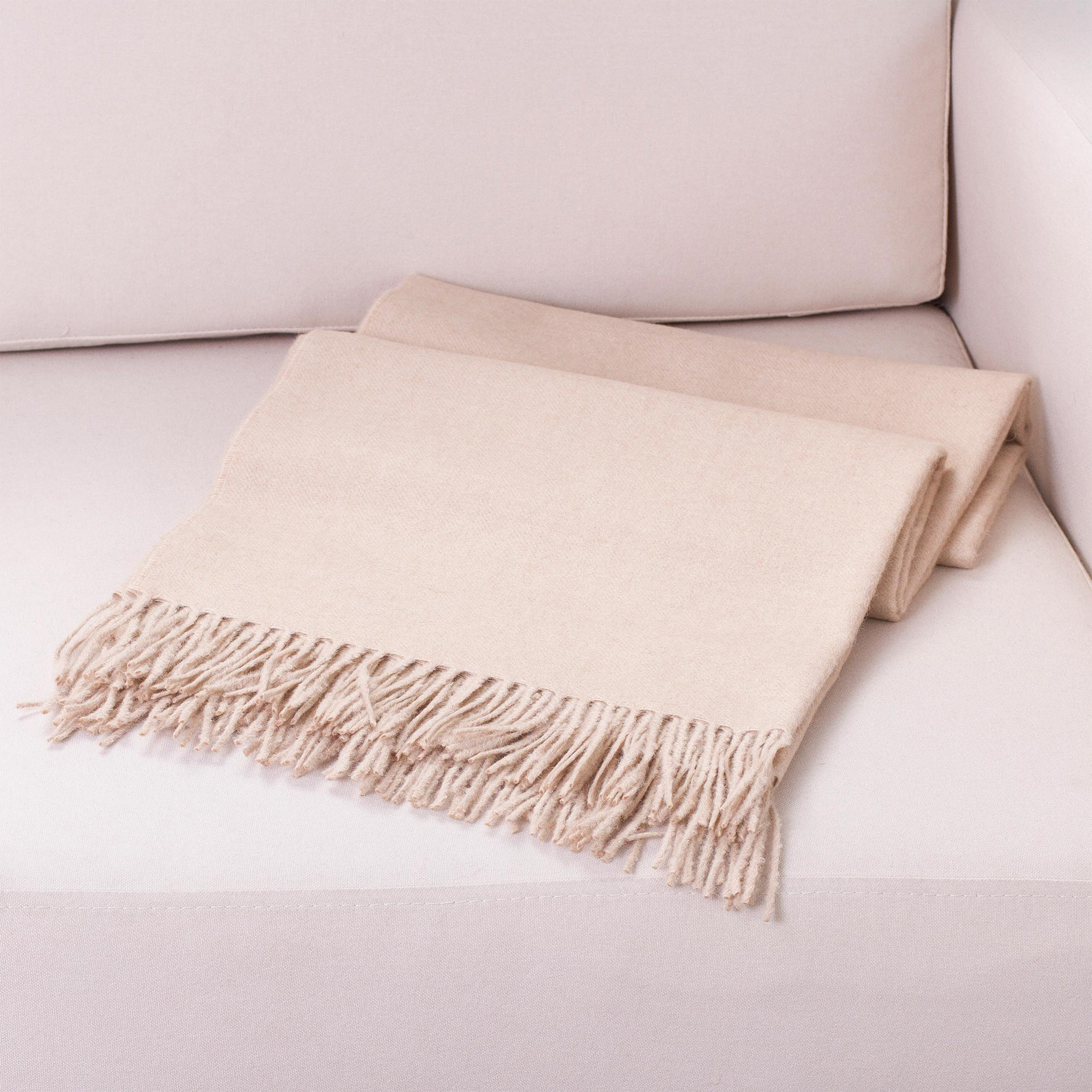 Cozy Beige Alpaca Throw