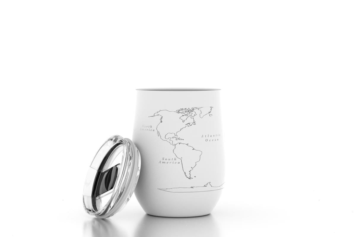 World Map 12 oz Insulated Wine Tumbler - Set of 2