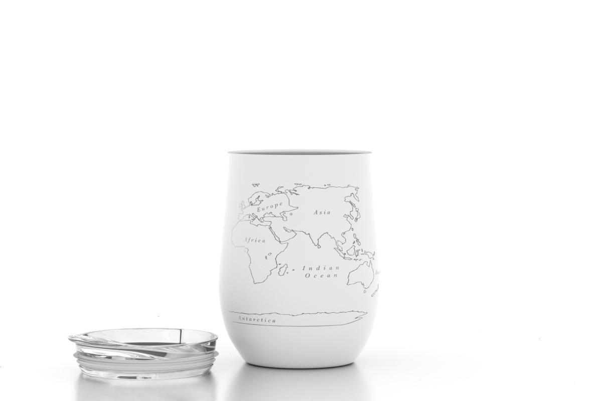 World Map 12 oz Insulated Wine Tumbler